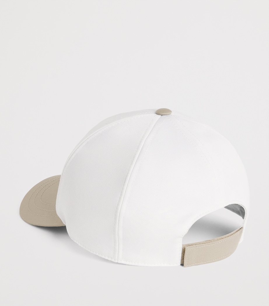 Eleventy Embroidered Logo Baseball Cap Bianco E Beige Image 3