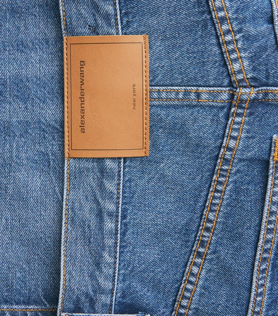 Denim Asymmetric Wrap Skirt 401 DEEP BLUE Image 5