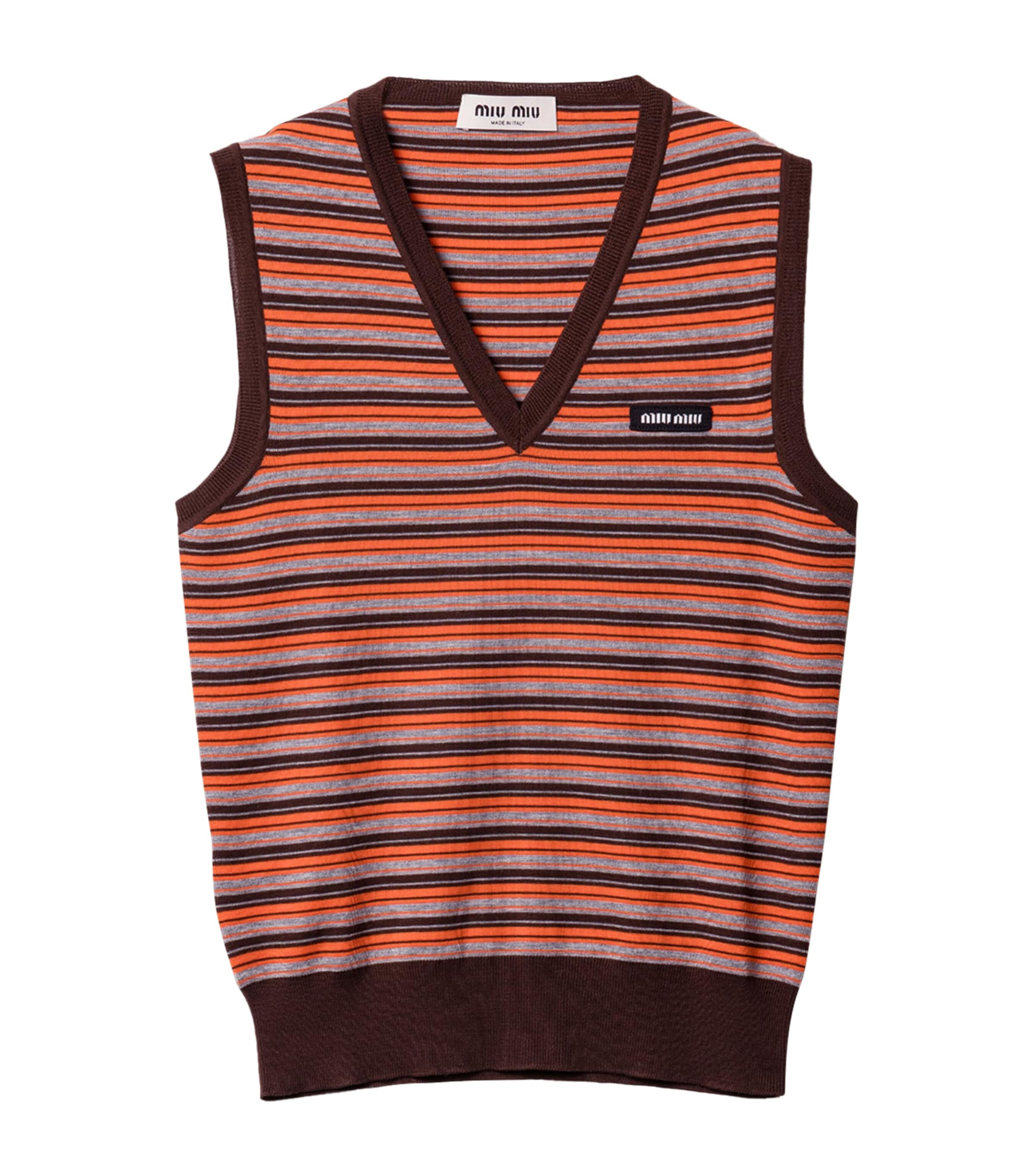Miu Miu Womens Wool Stripe Sweater Vest Image 1