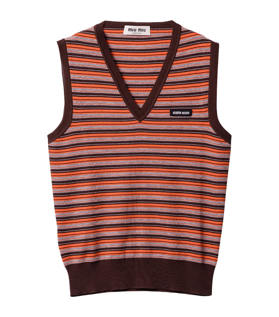 Miu Miu Womens Wool Stripe Sweater Vest Image 1