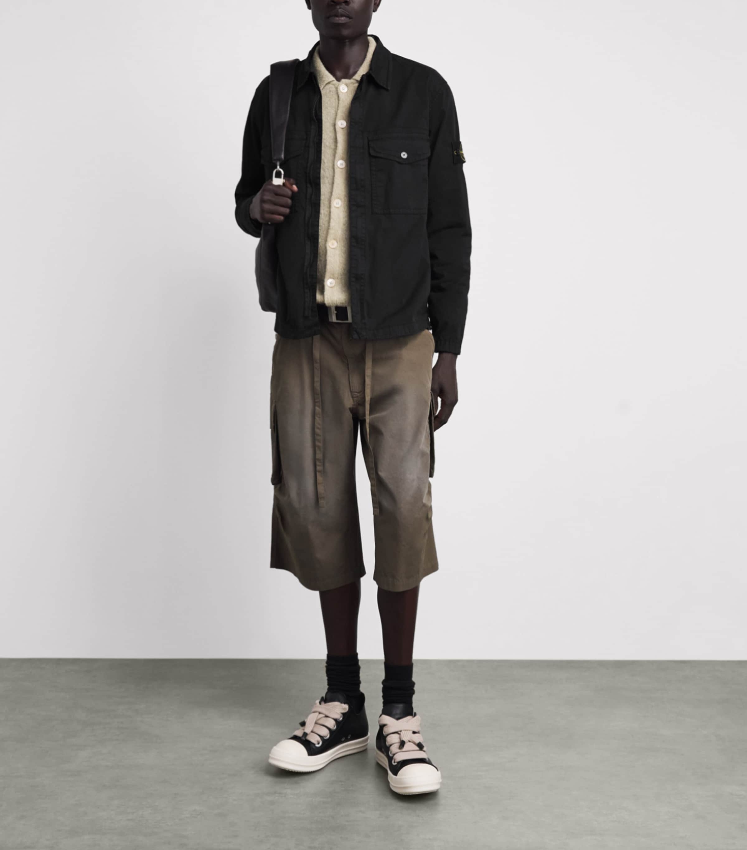 Stone Island Mens Stretch-Cotton Compass Overshirt Image 2