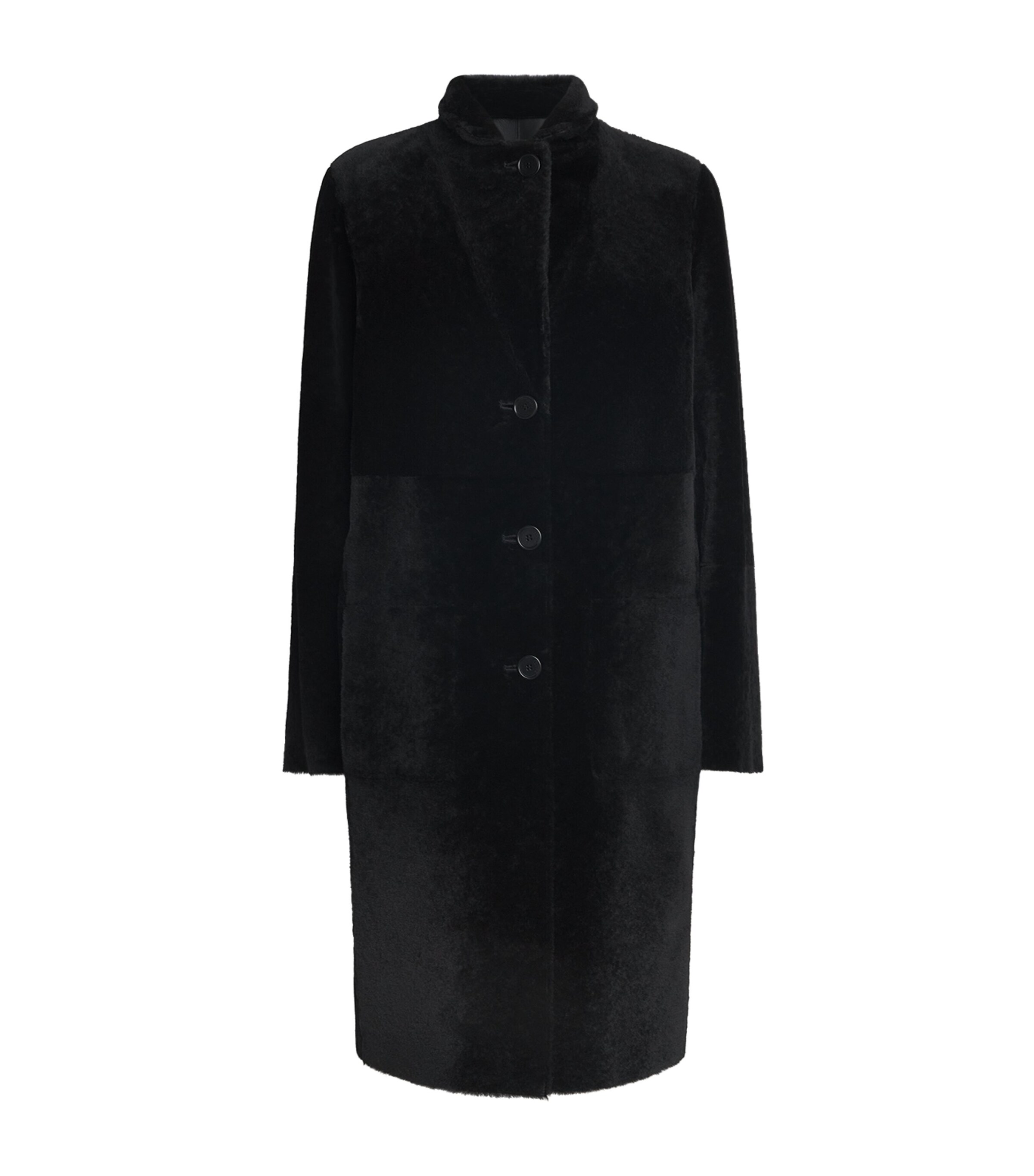 Joseph Womens Reversible Shearling-Leather Britanny Coat Black Image 1