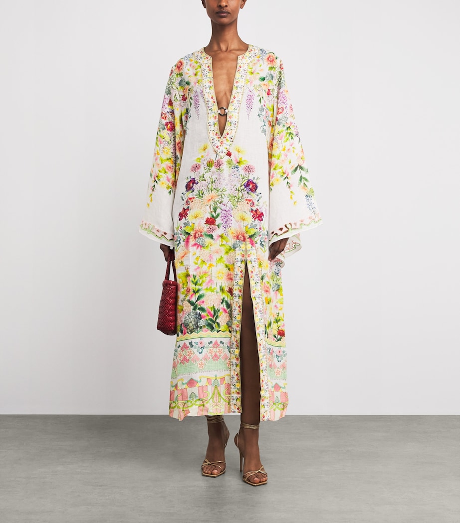 Camilla Womens Linen Floral Midi Kaftan Dress Callcata Image 2