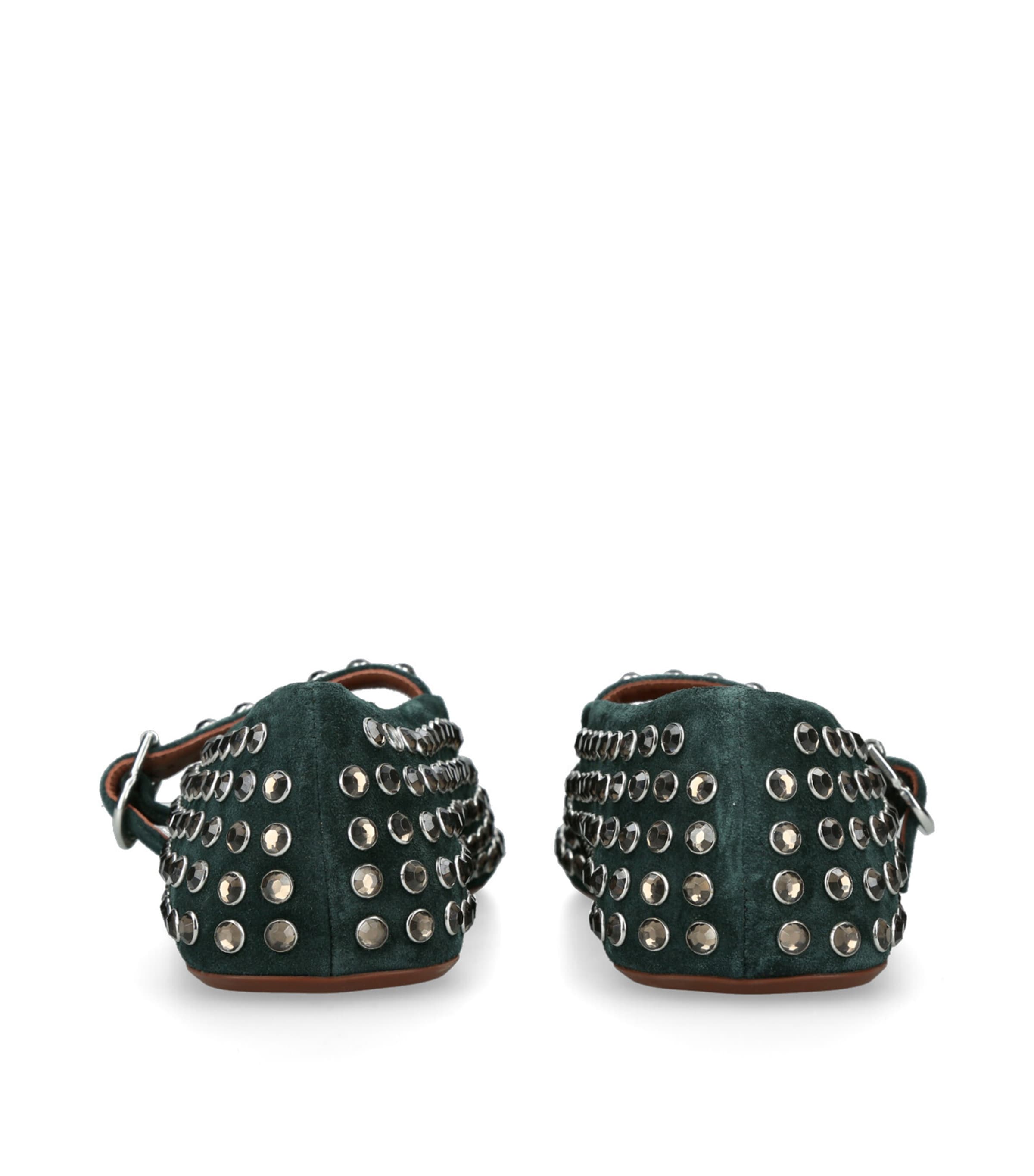 Crystal-Embellished Ballet Flats DARK GREEN Image 2