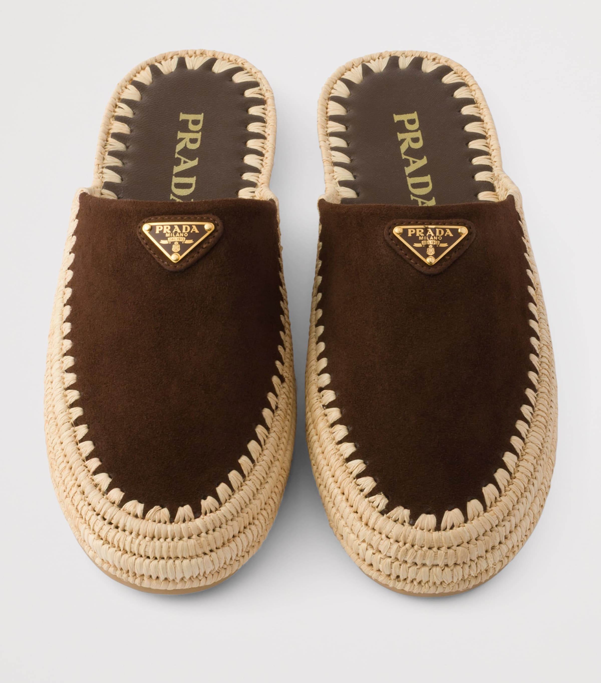 Prada Suede Triangle Mules Image 3