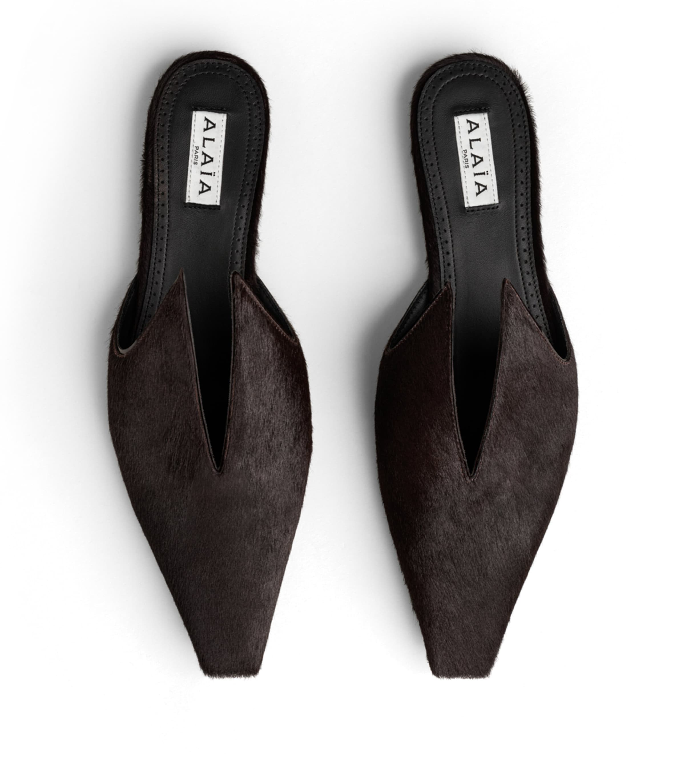 Alaïa Calf Hair Pointy Mules 25 Chocolate Image 2