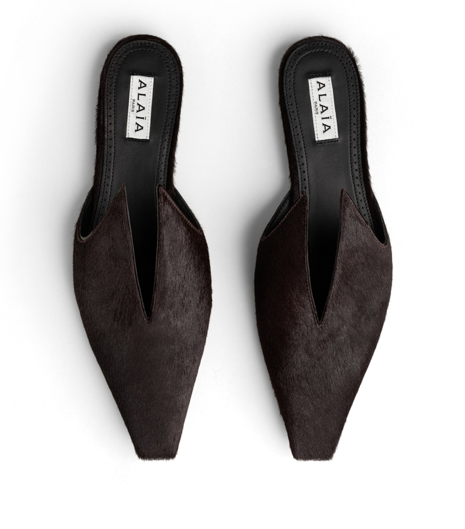 Alaïa Calf Hair Pointy Mules 25 Chocolate Image 2