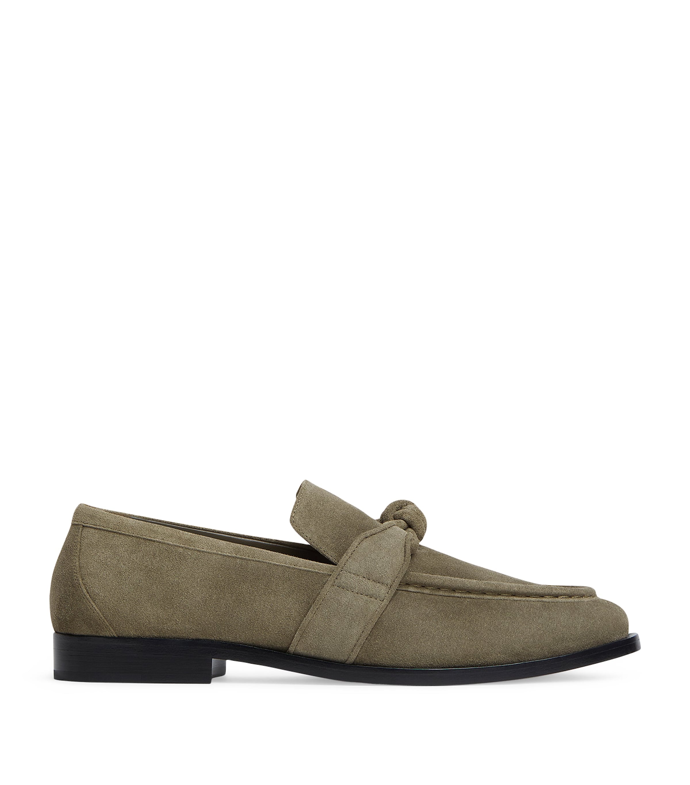 Bottega Veneta Sage Suede Astaire Loafers In Green