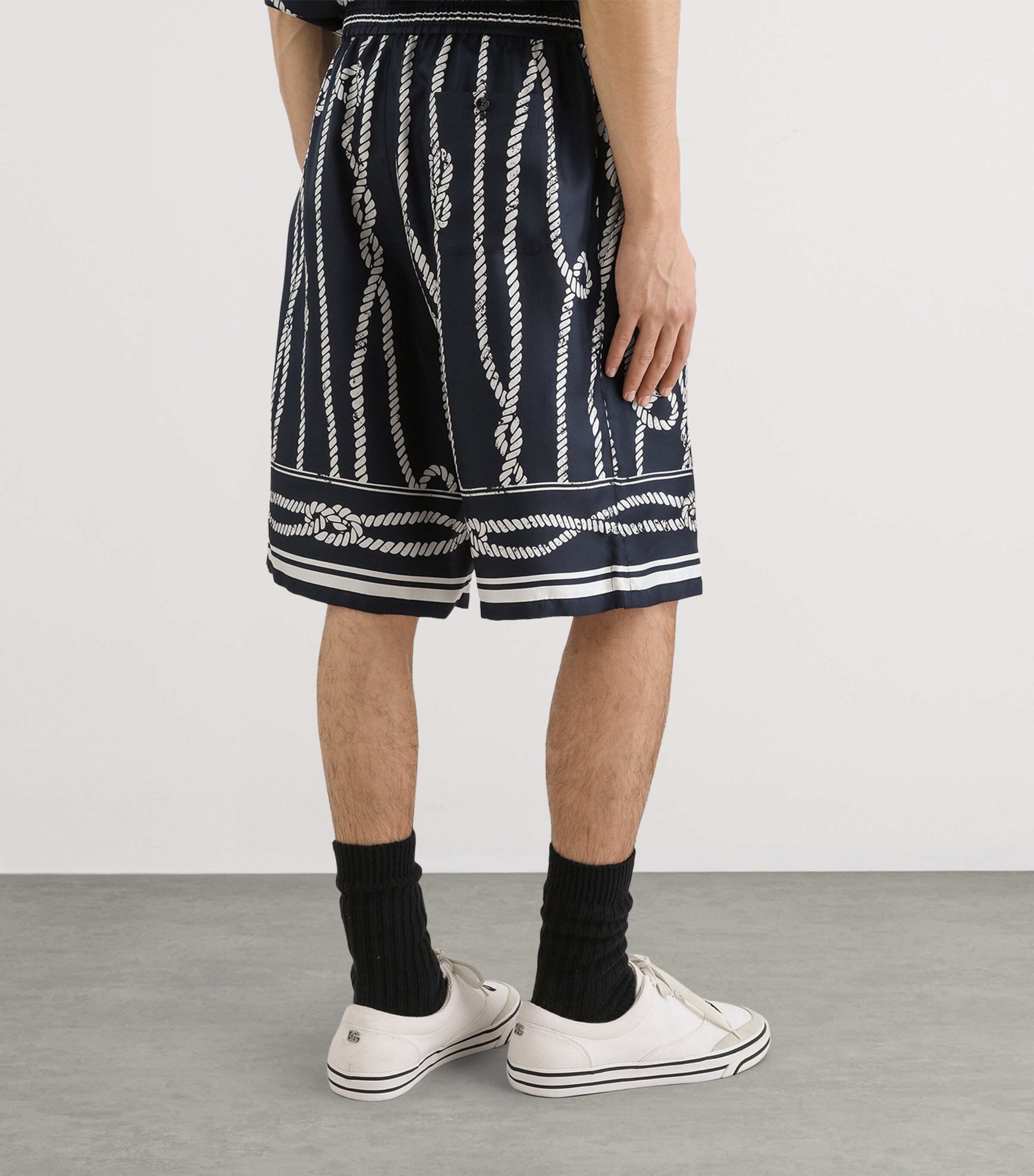 Dolce&Gabbana Mens Silk Marina Shorts Corde F.blu Na Image 5