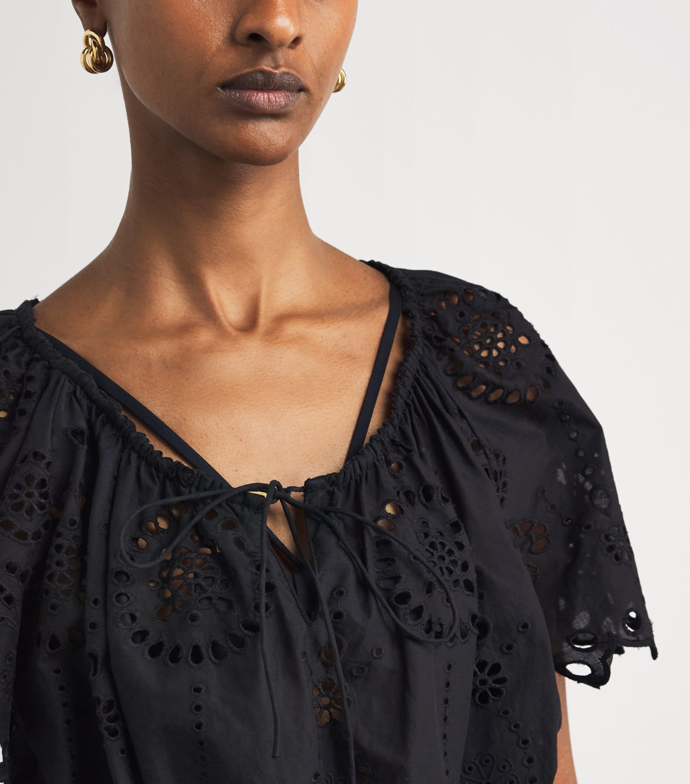 Cotton Broderie Anglaise Mini Dress BLACK Image 6