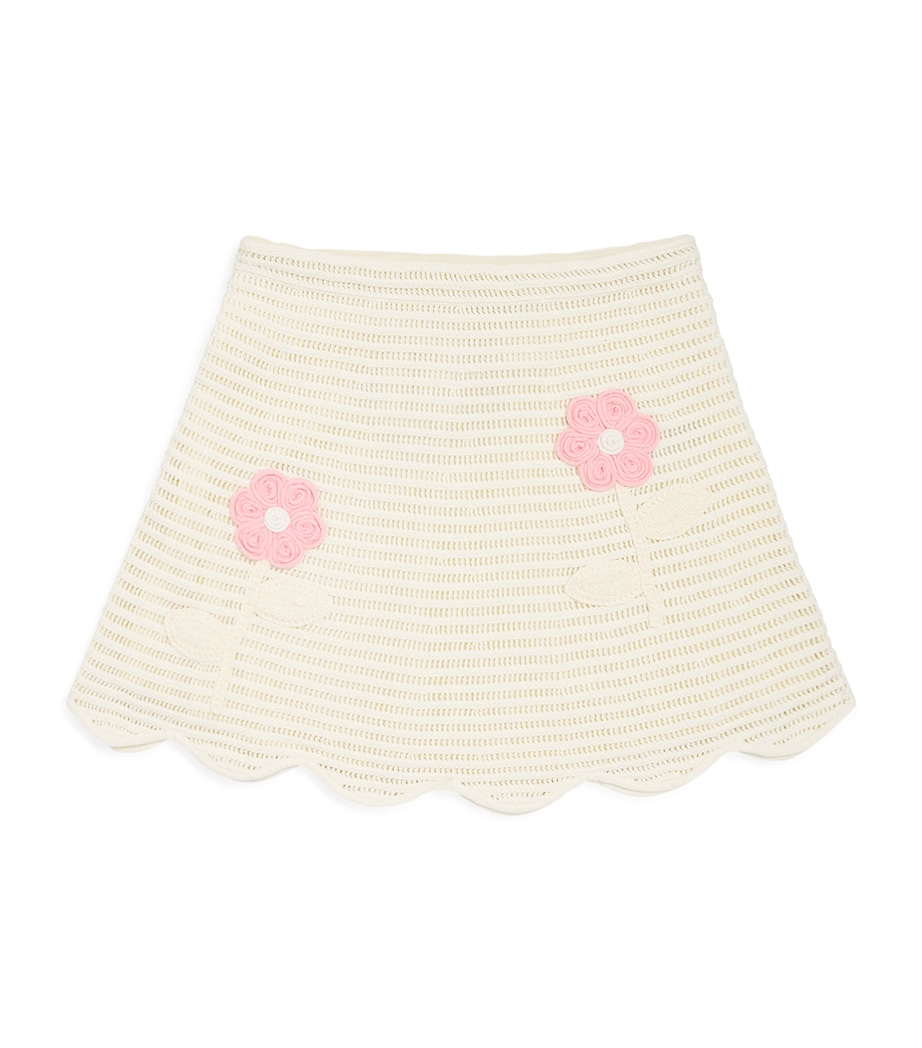 Self-Portrait Kids Floral-Embroidered Mini Skirt (3-12 Years) Cream Image 1