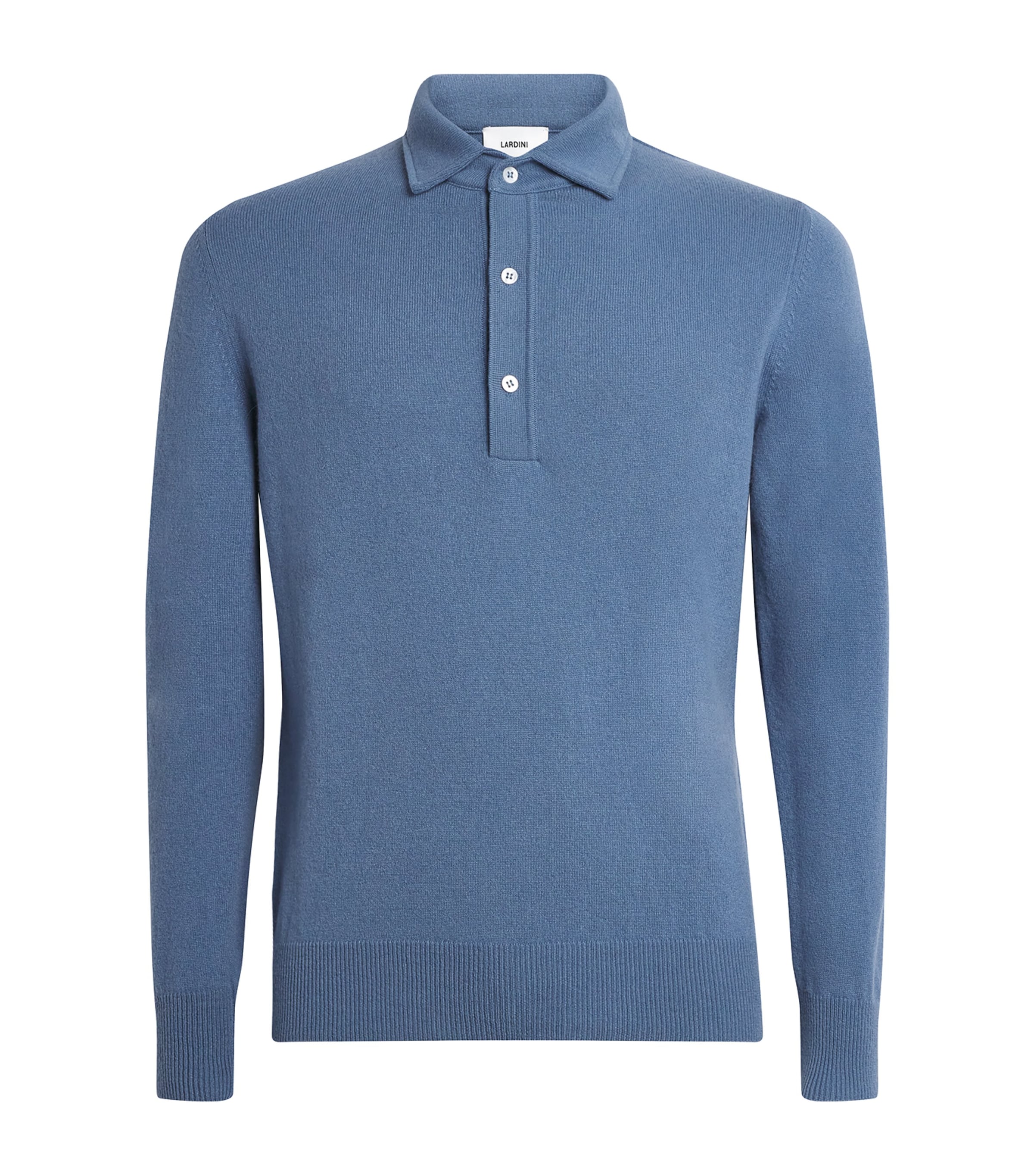 Lardini Cashmere Long-sleeve Polo Shirt In Blue