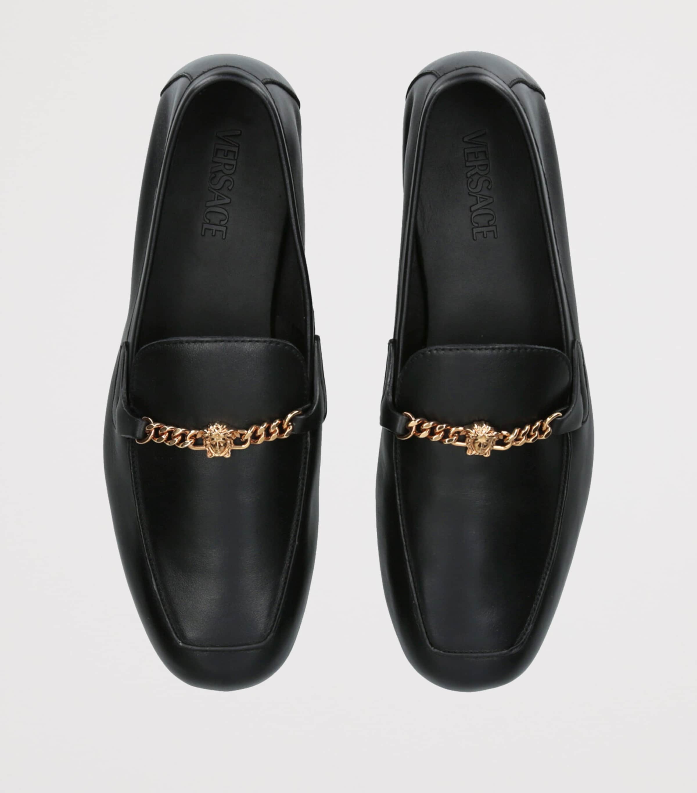 Versace Leather Medusa Chain Loafers Black Image 4