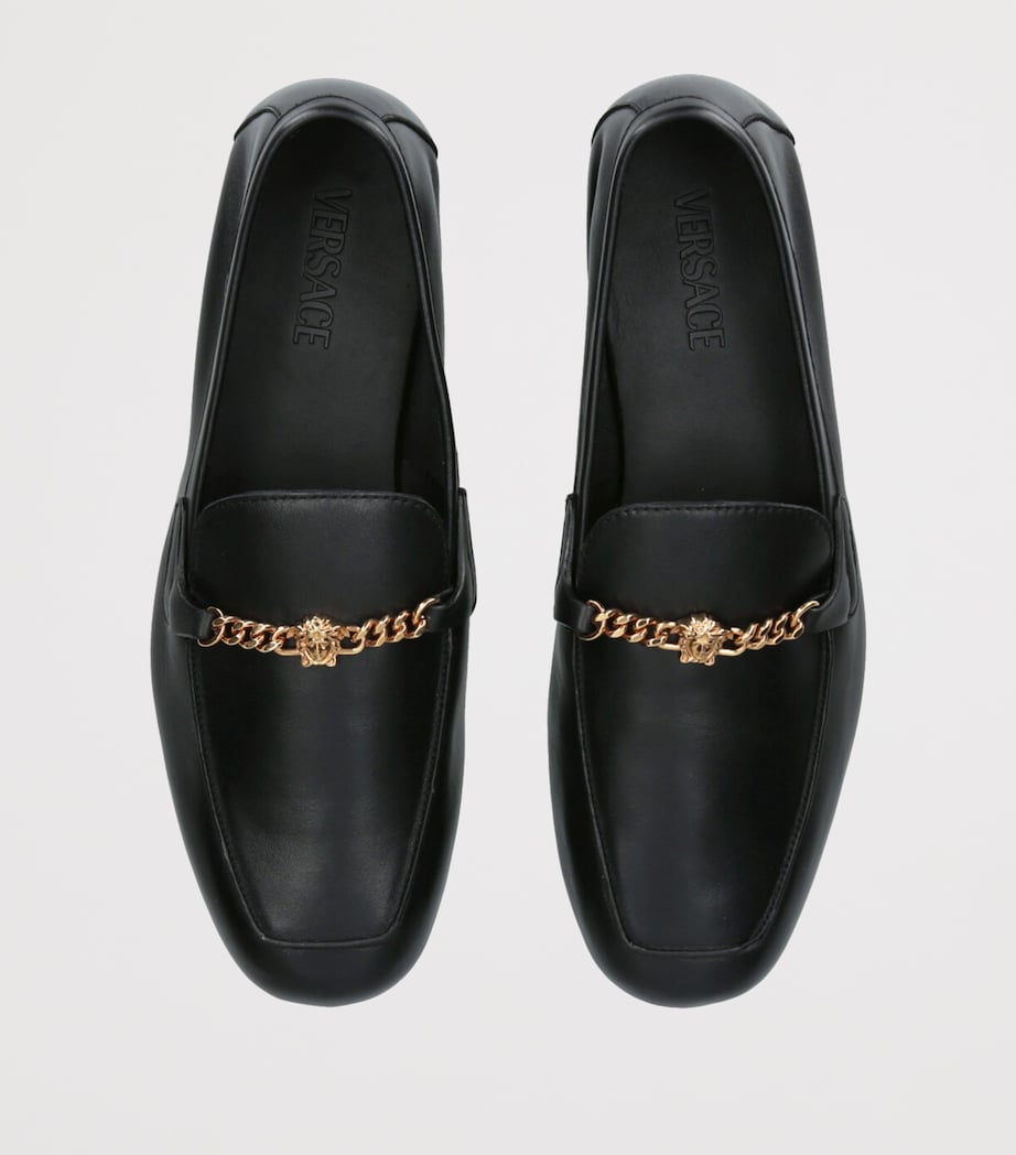 Versace Leather Medusa Chain Loafers Black Image 4