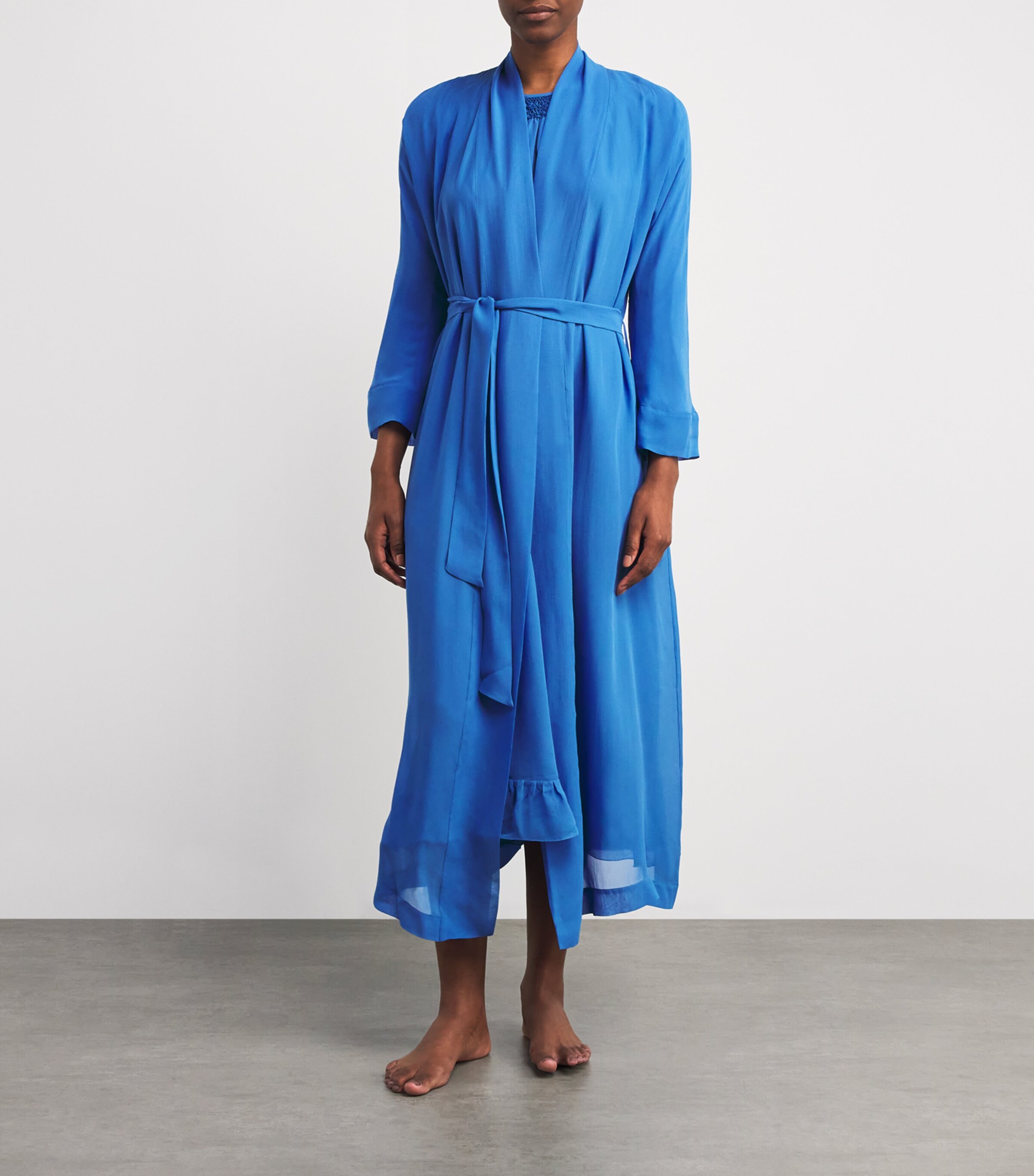 Loretta Caponi Blue Silk Georgette Cassandra Robe | Harrods UK