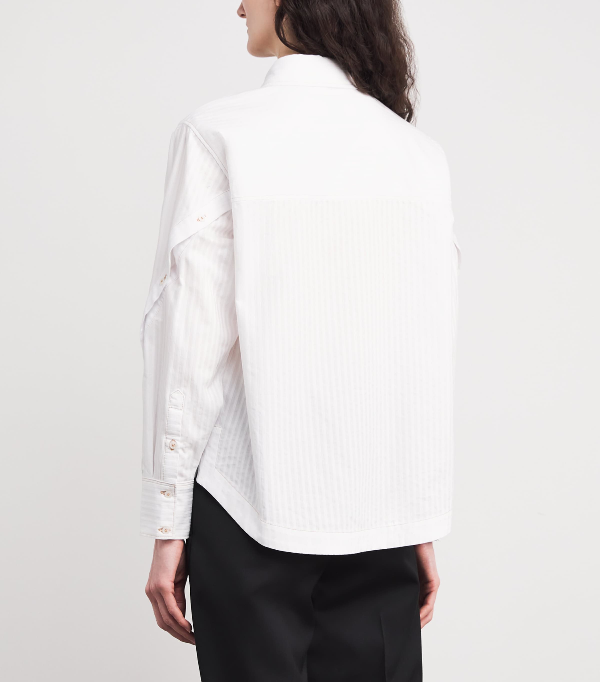 Cotton Stripe Logo Shirt ECRU Image 4