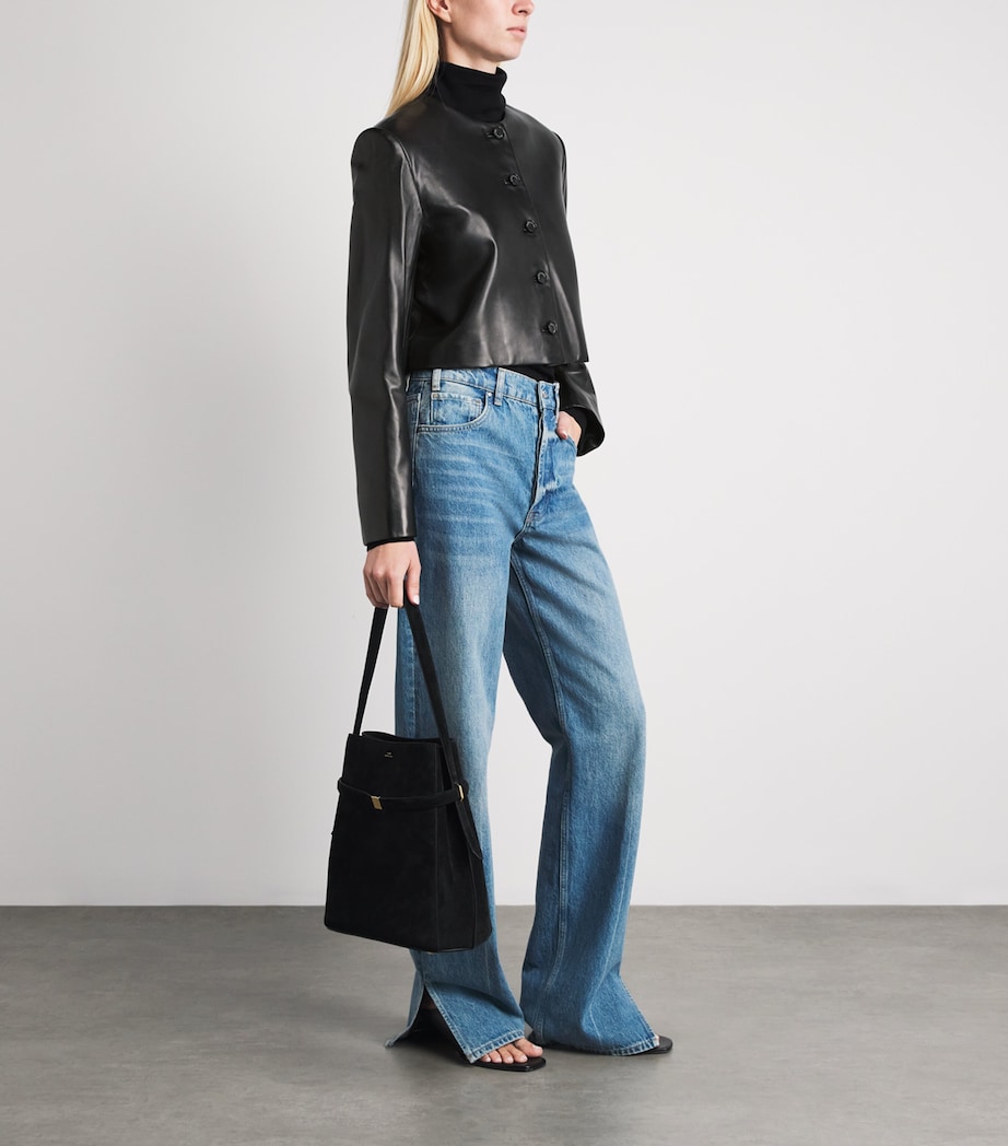 Brandon Maxwell Womens Ryder Leather Jacket Black Image 2