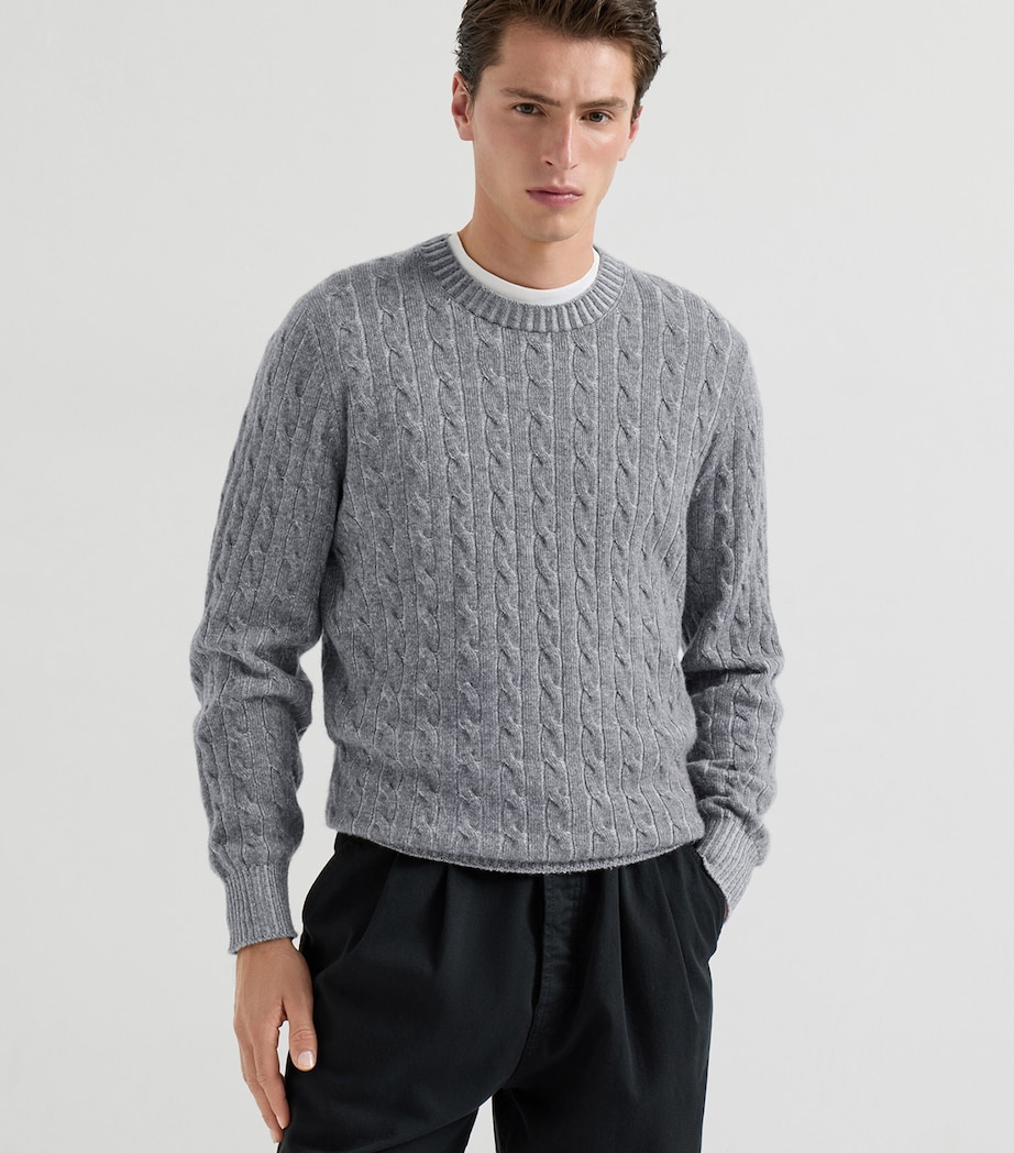 Brunello Cucinelli Mens Cashmere Cable-Knit Sweater Image 2