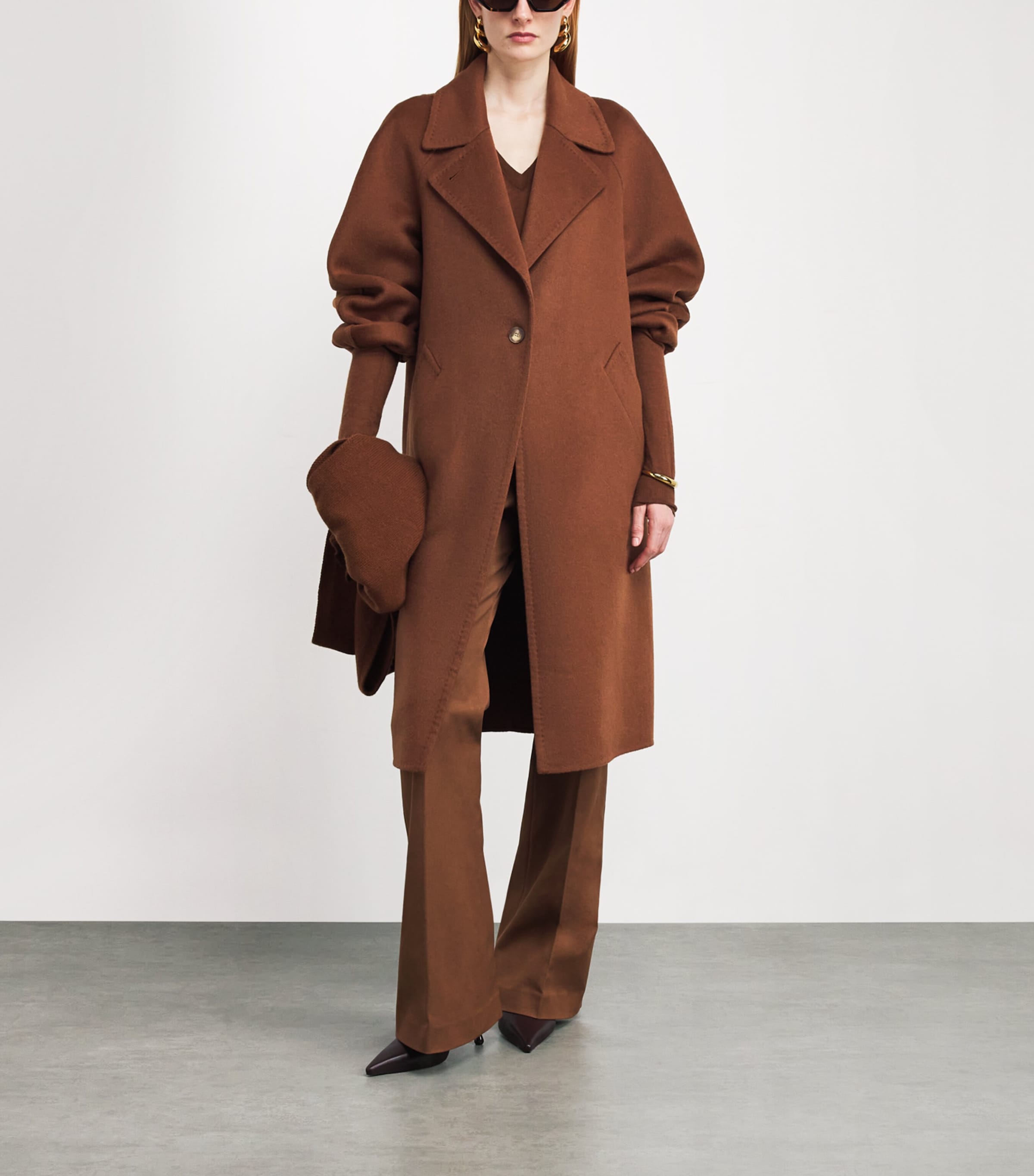 Joseph Womens Double-Faced Cashmere Coat Cinnamon Image 2