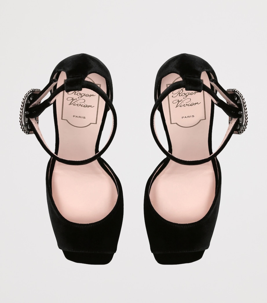 Velvet Platform Sandals 120 BLACK Image 4