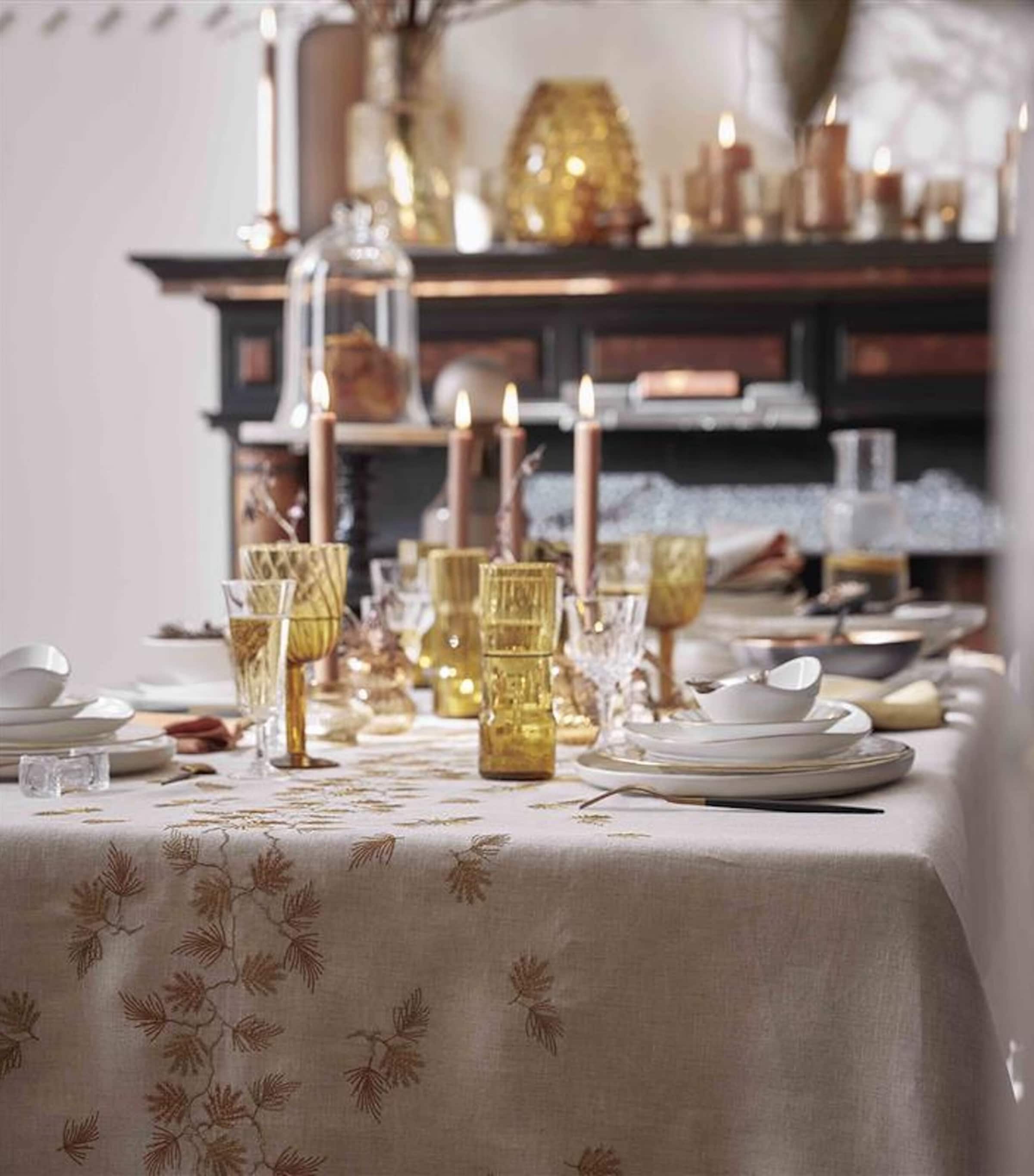 Linen Ramage Tablecloth (170cm x 320cm) NATUREL Image 2