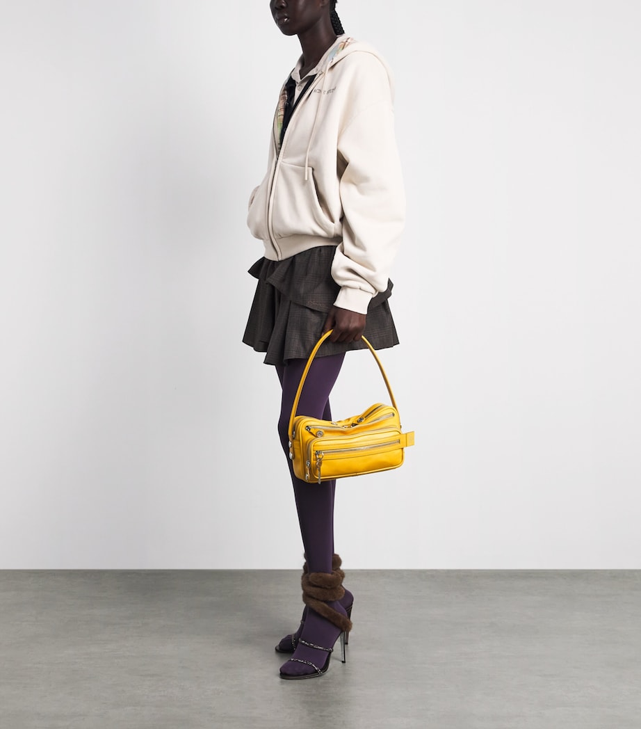 Acne Studios Leather Camero Party Shoulder Bag Mustard Yellow Image 4