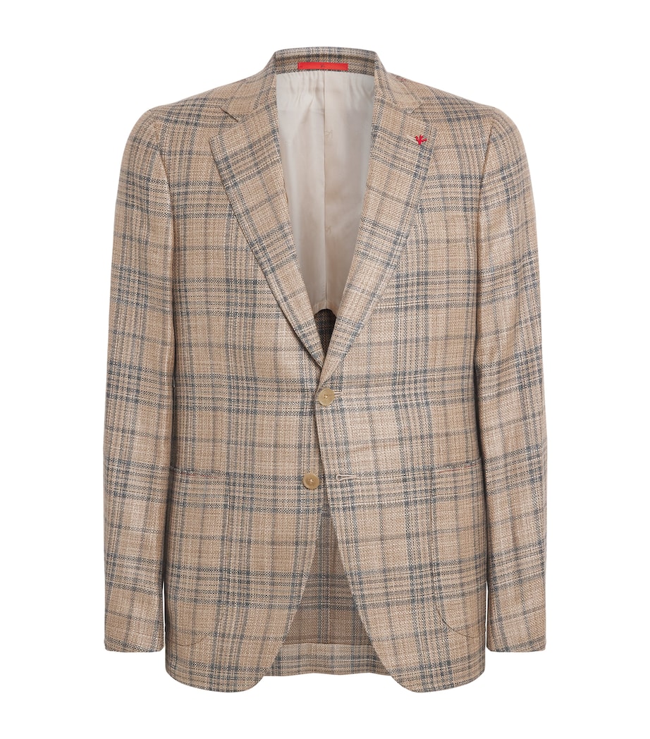Isaia Mens Wool-Silk Check Capri Blazer Image 1