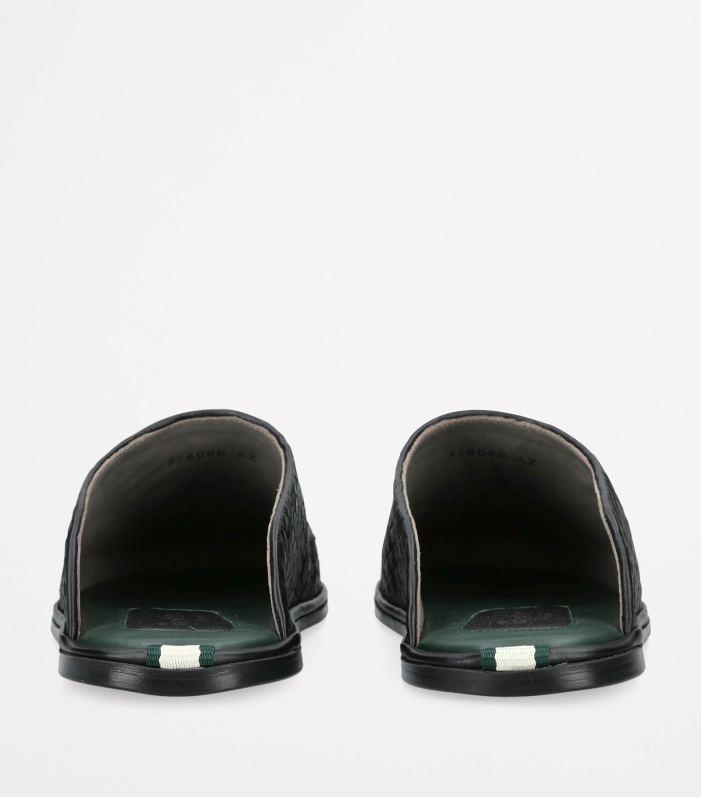 Brotini Leather Woven Mules Black Image 2