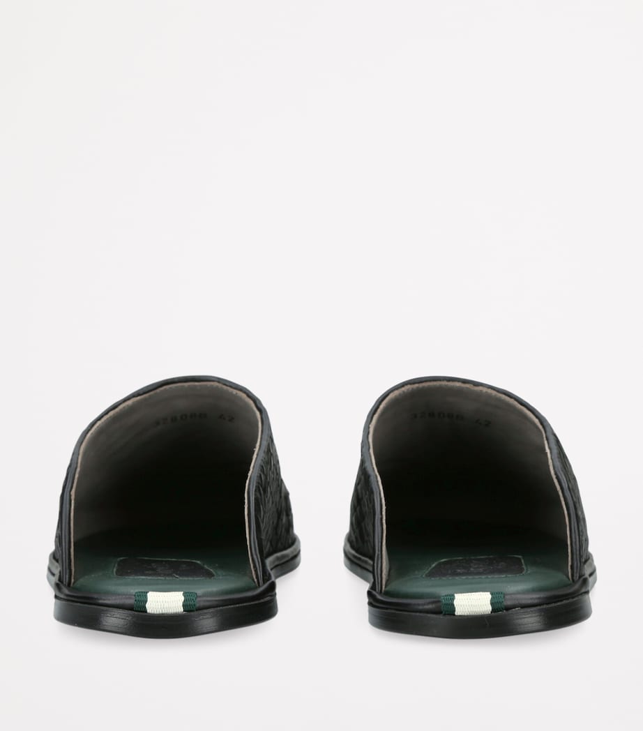 Brotini Leather Woven Mules Black Image 2