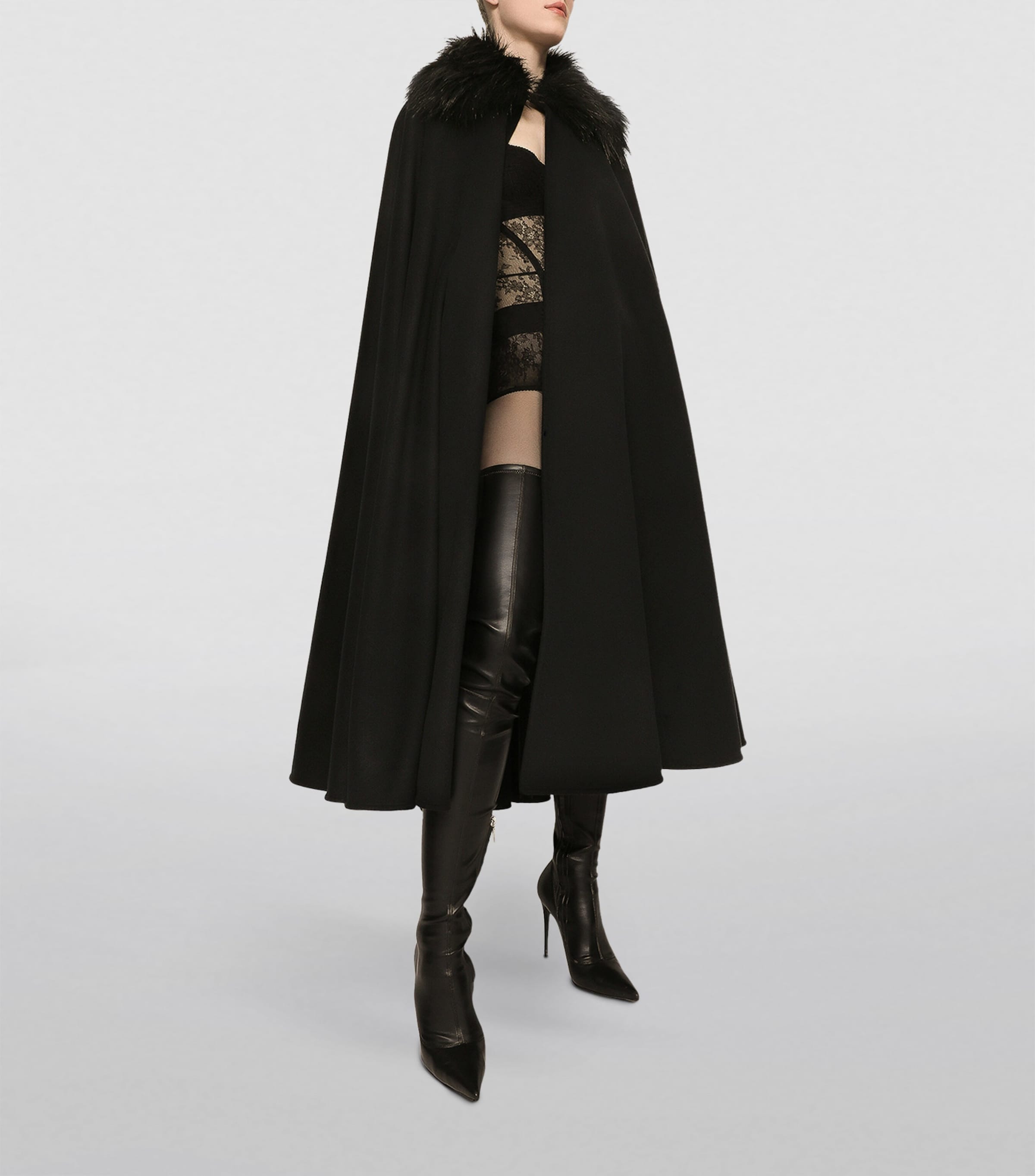 Cashmere-Wool Cape N0000-BLACK Image 4