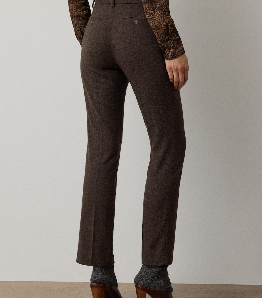 Ralph Lauren Collection Womens Wool-Blend Straight Trousers Brown Rust Multi Image 3