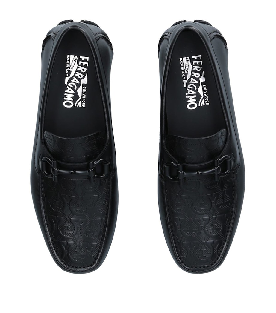 Salvatore Ferragamo Leather Parigi Driving Shoes Black Image 4