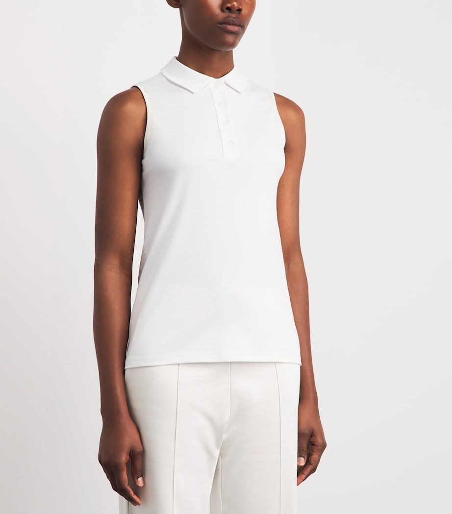 Eleventy Womens Cotton Sleeveless Polo Shirt Bianco E Avorio Image 4