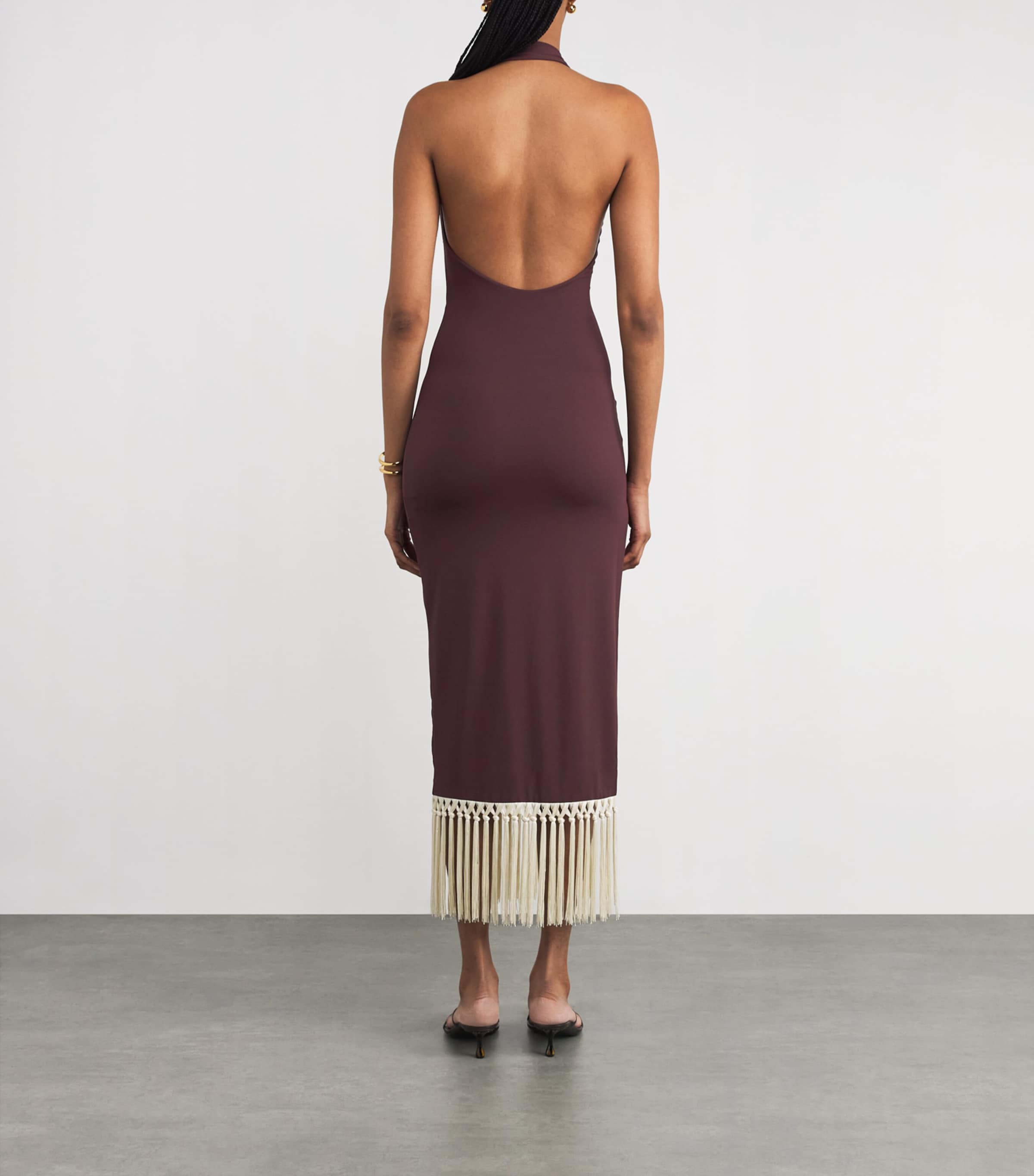 Fringe Tropicana Midi Dress MAHOGANY-IVORY Image 3