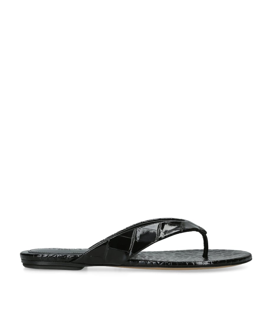 Le Monde Beryl Croc-Effect Leather Sandals Black Image 1
