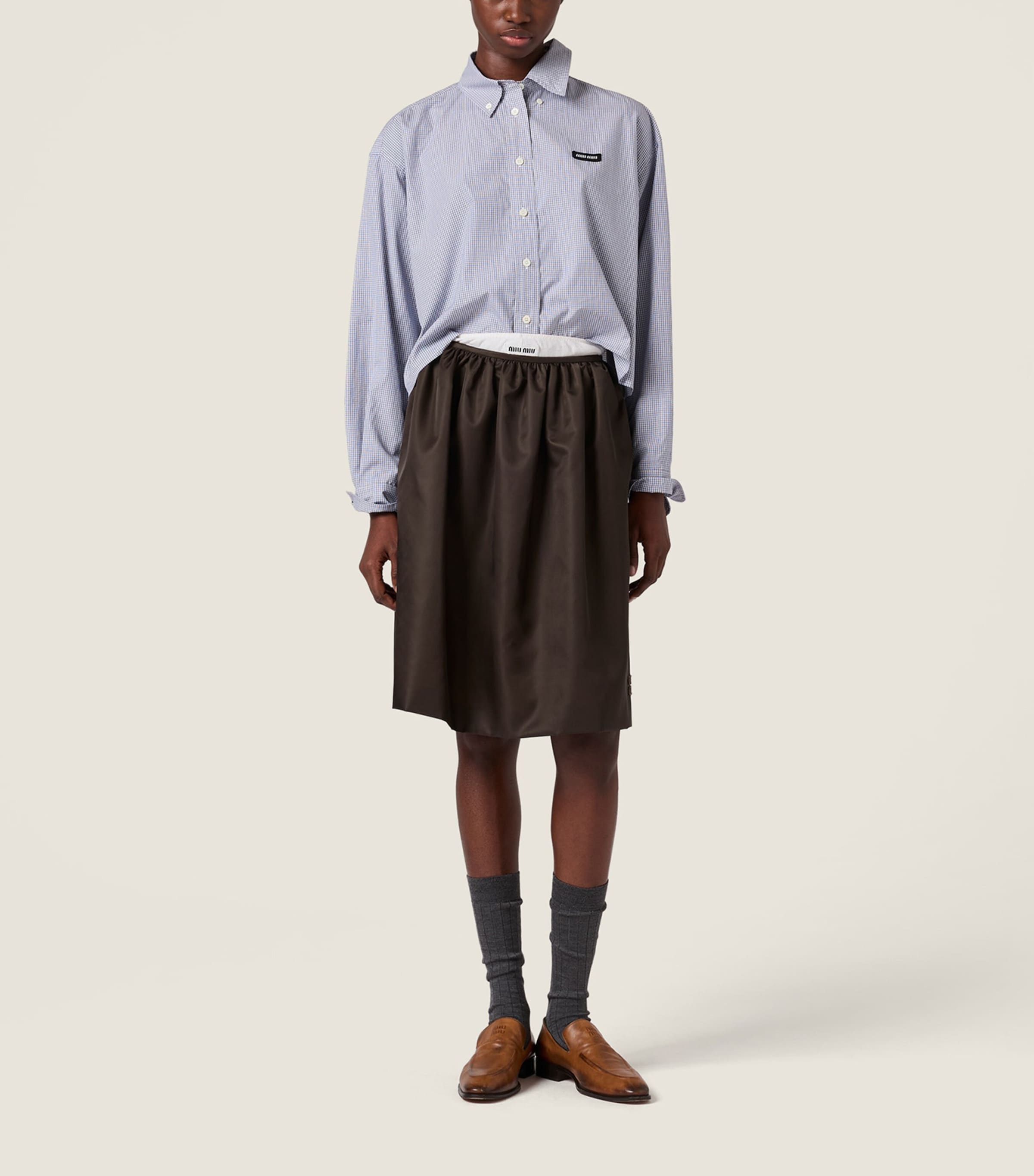 Miu Miu Womens Cotton Poplin Check Shirt Image 2