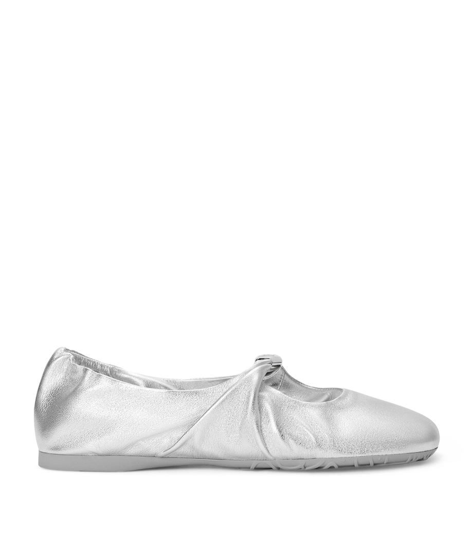 Leather Pebble Soft Ballet Flats SILVER Image 1