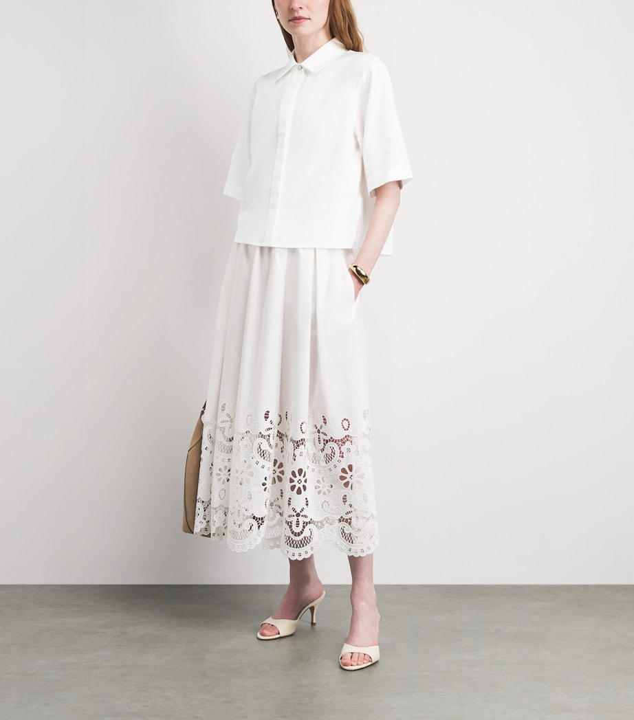 Vince Womens Cotton Scallop-Detail Shirt Optic White Image 2