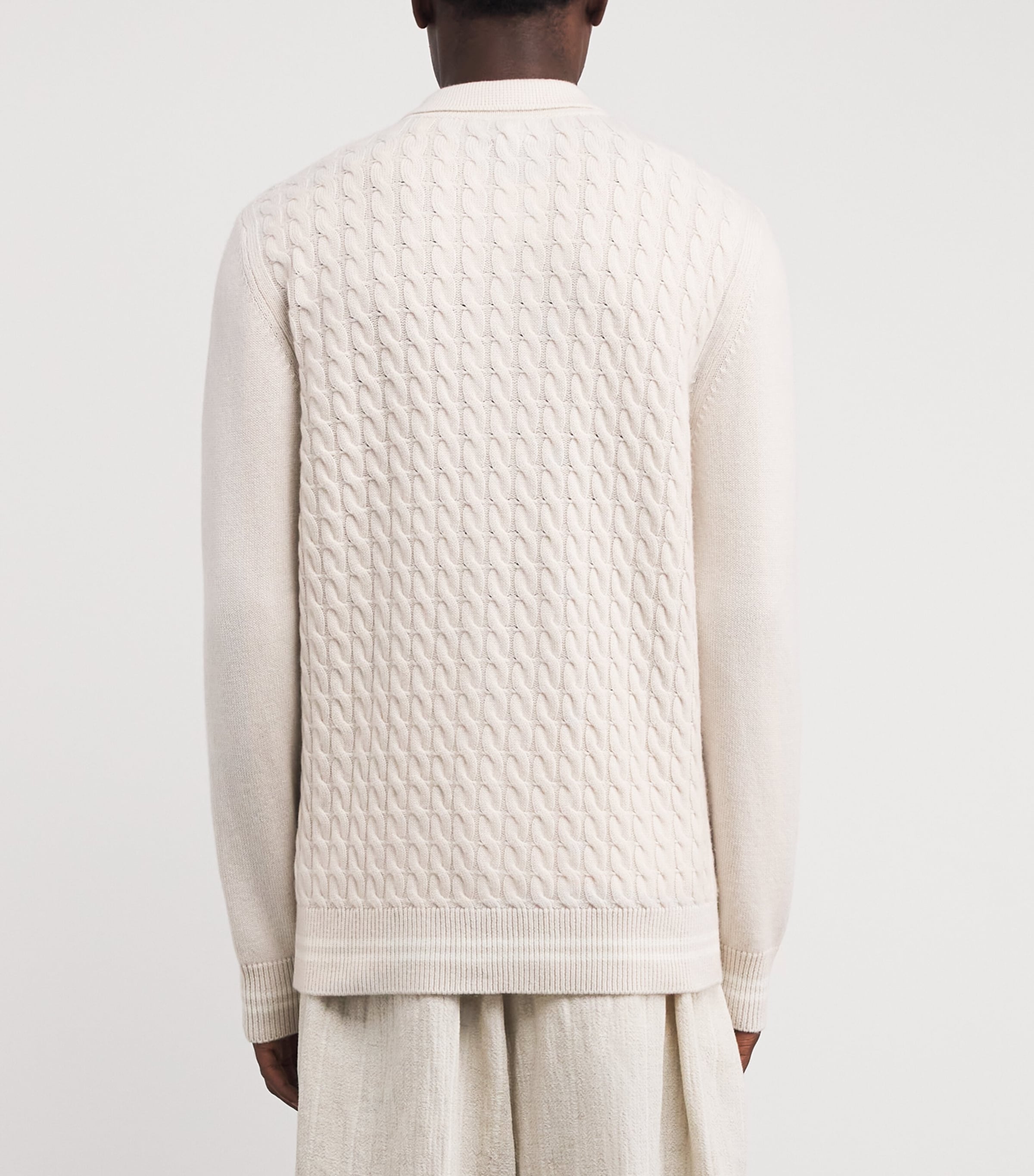 Cashmere Collared Cardigan SABBIA E BIANCO Image 4