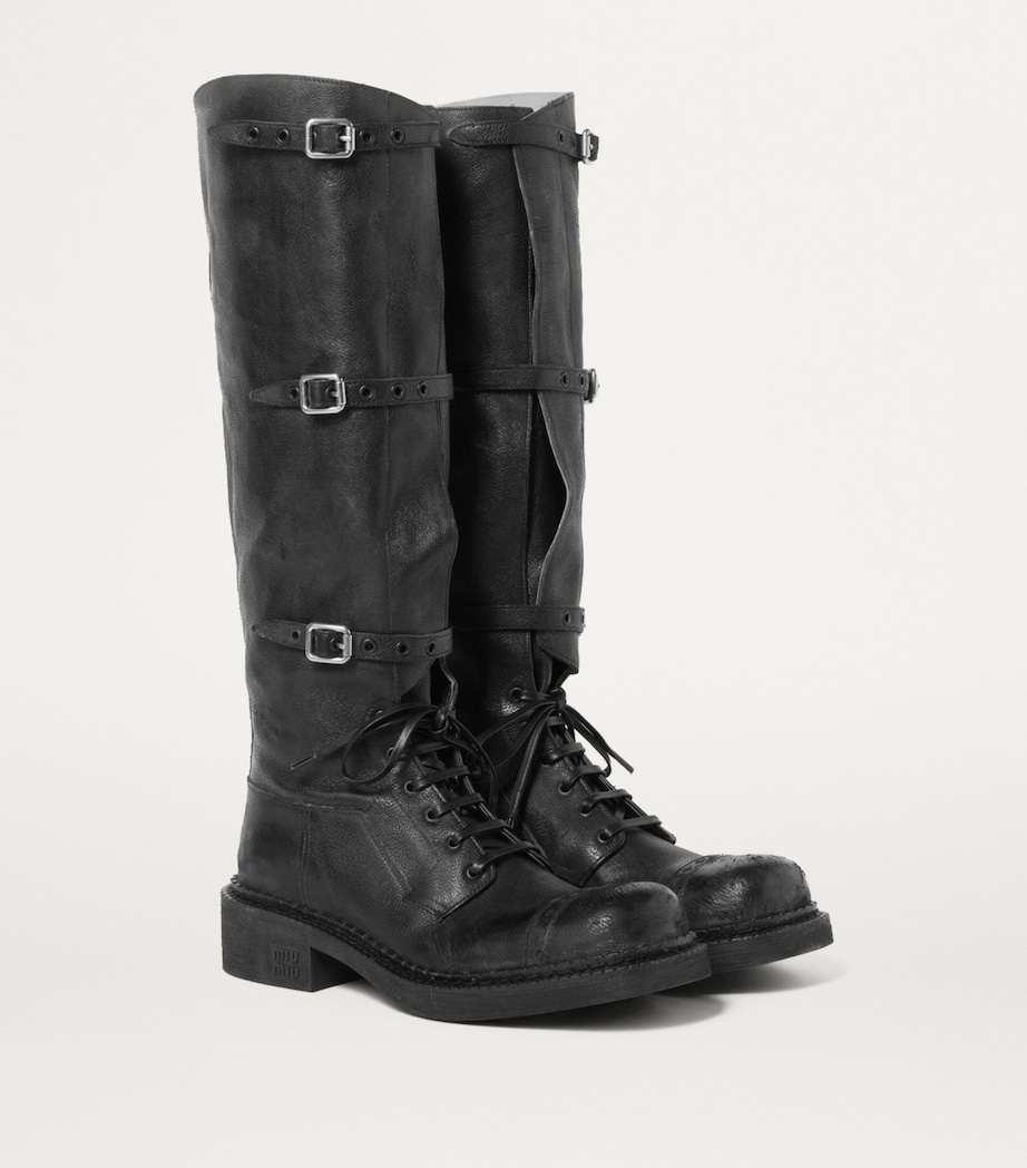 Leather Multi-Buckle Boots F0002 Image 2