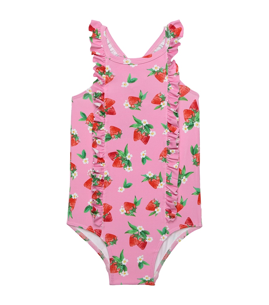 Trotters Ruffle Strawberry Print Swimsuit (3-24 Months) Pink/strawberry Image 1