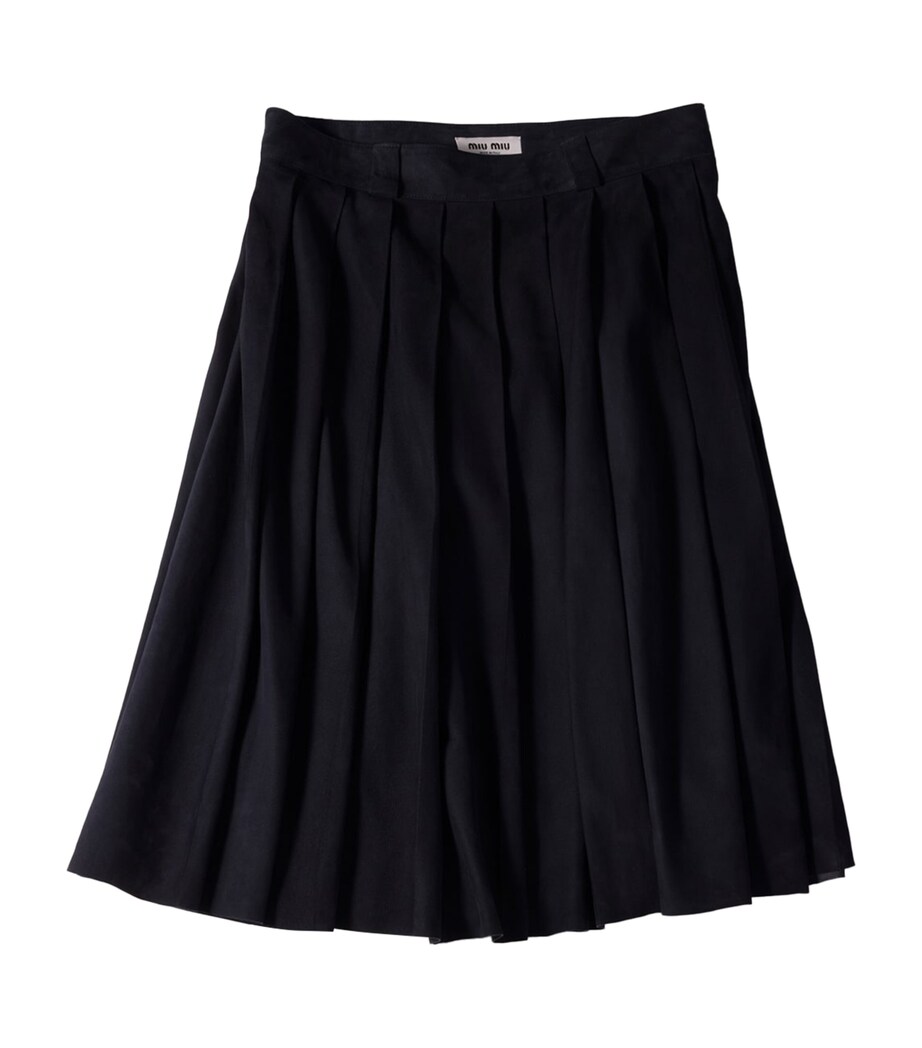 Waxed Suede Pleated Midi Skirt F0008 Image 1