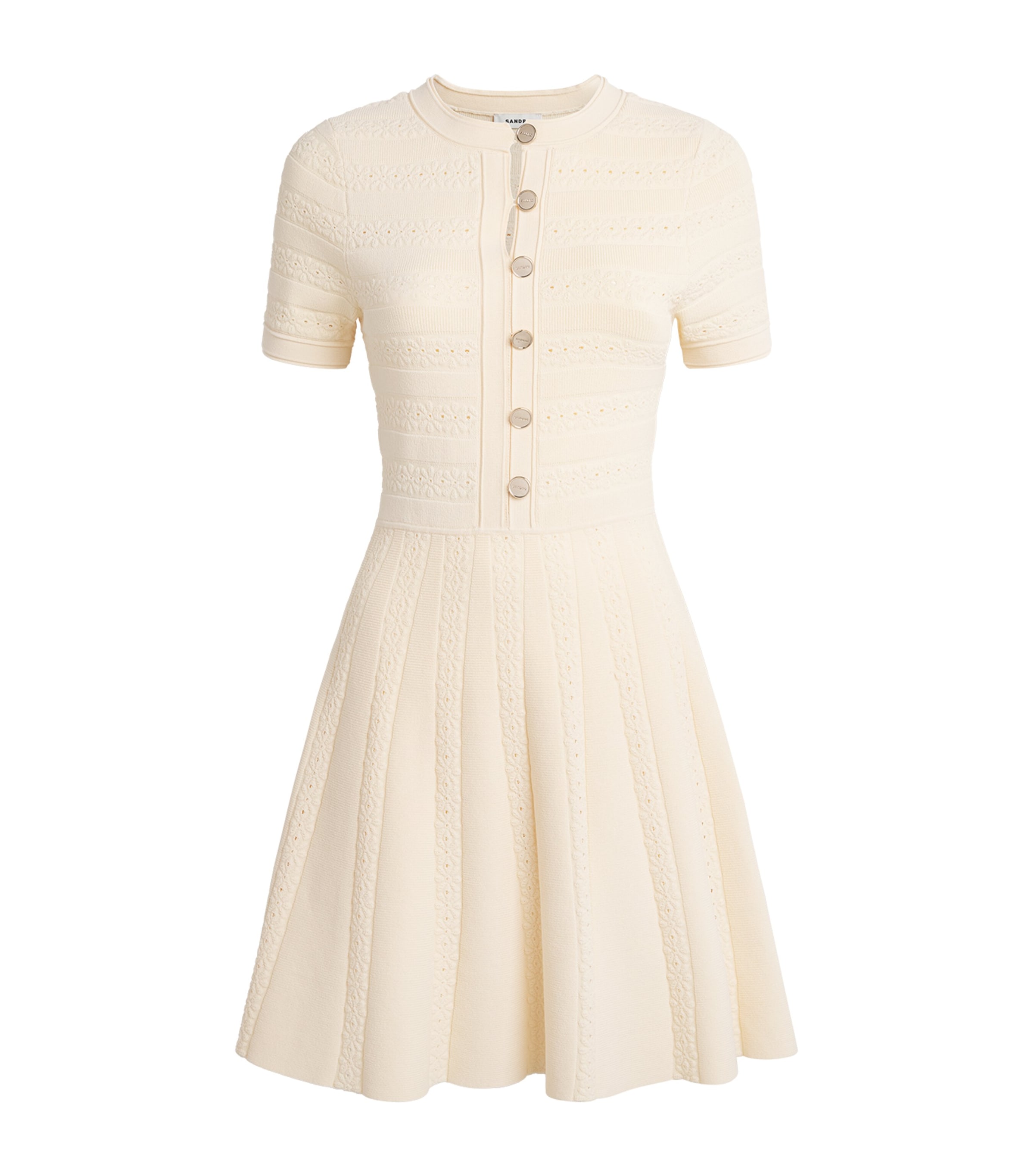Sandro Paris Womens Knitted Button-Up Mini Dress Vanilla Image 1