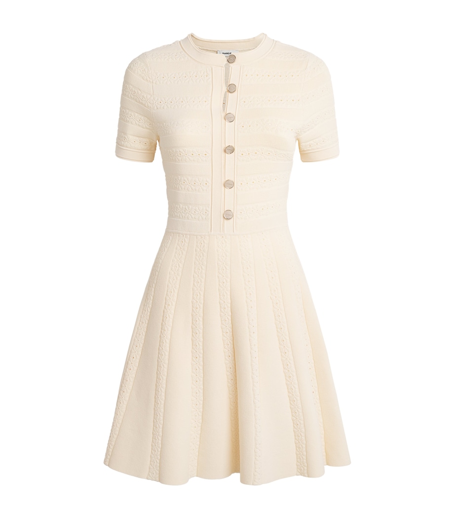 Sandro Paris Womens Knitted Button-Up Mini Dress Vanilla Image 1