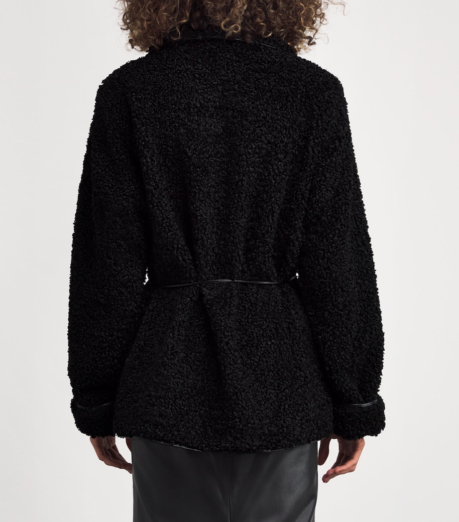 Fleece Belted Kimia Jacket BLACK Image 4