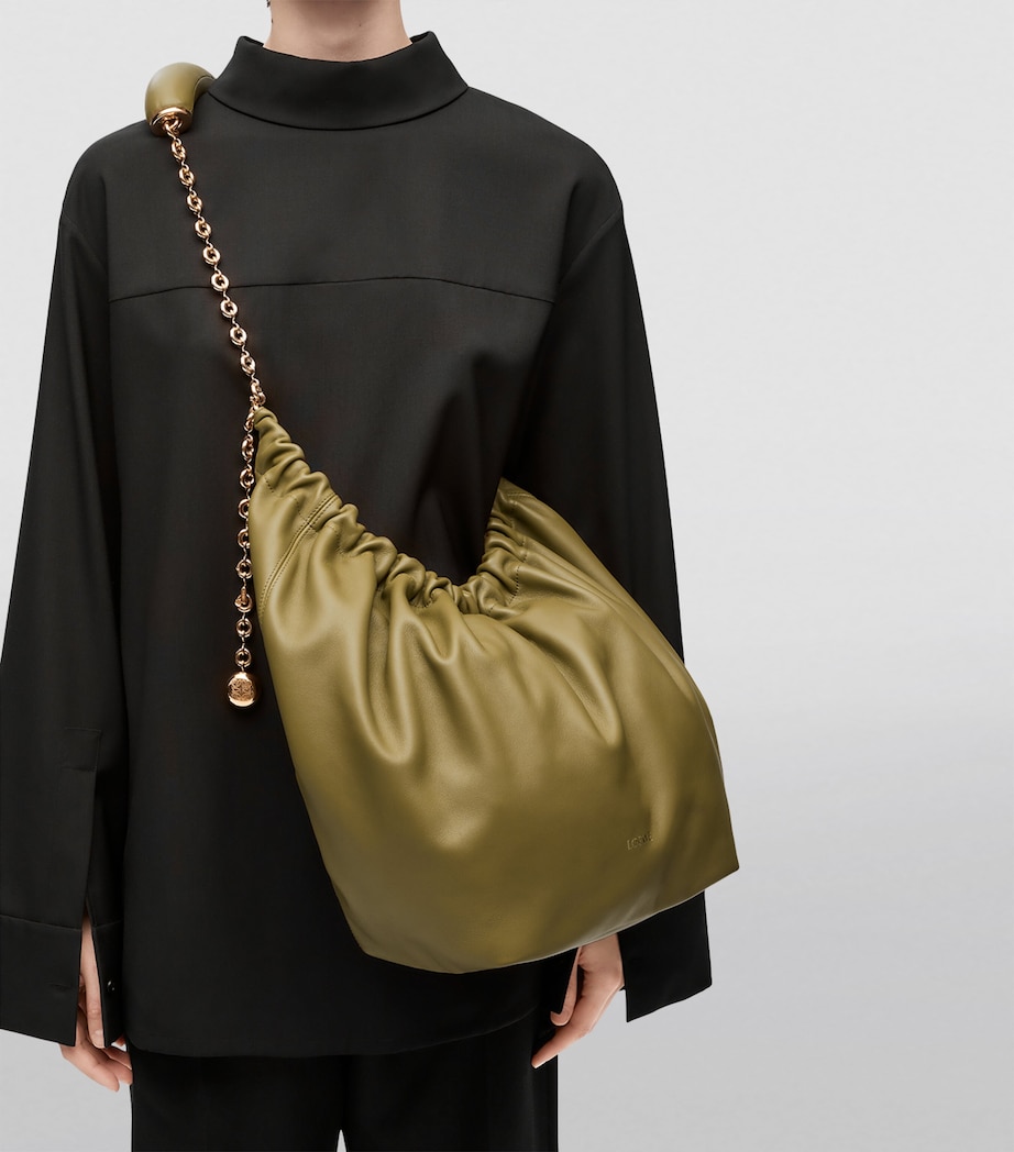 Medium Leather Squeeze Top-Handle Bag OLIVE Image 11