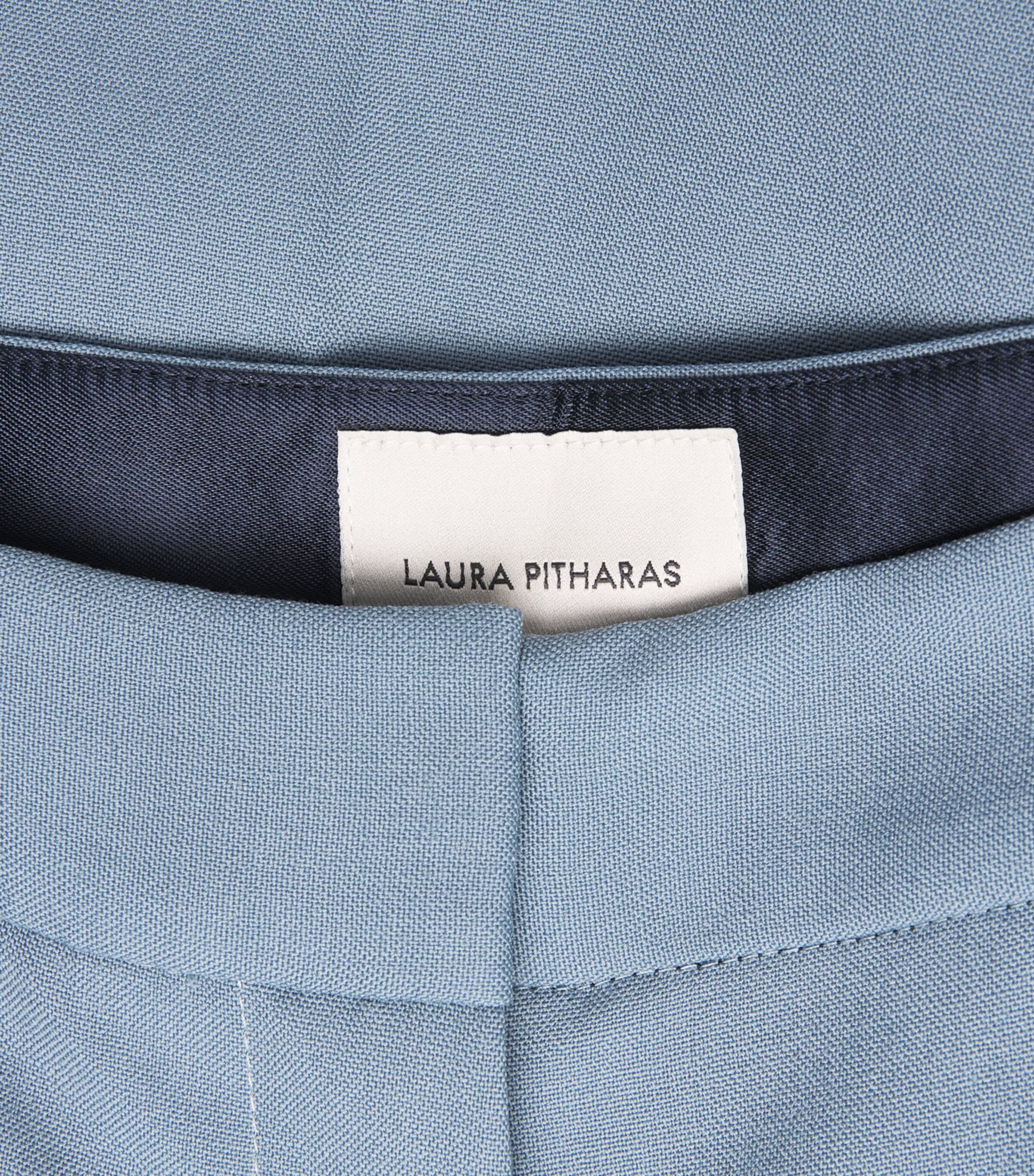 Laura Pitharas Womens Wool Wide-Leg Trousers Steel Blue Image 6