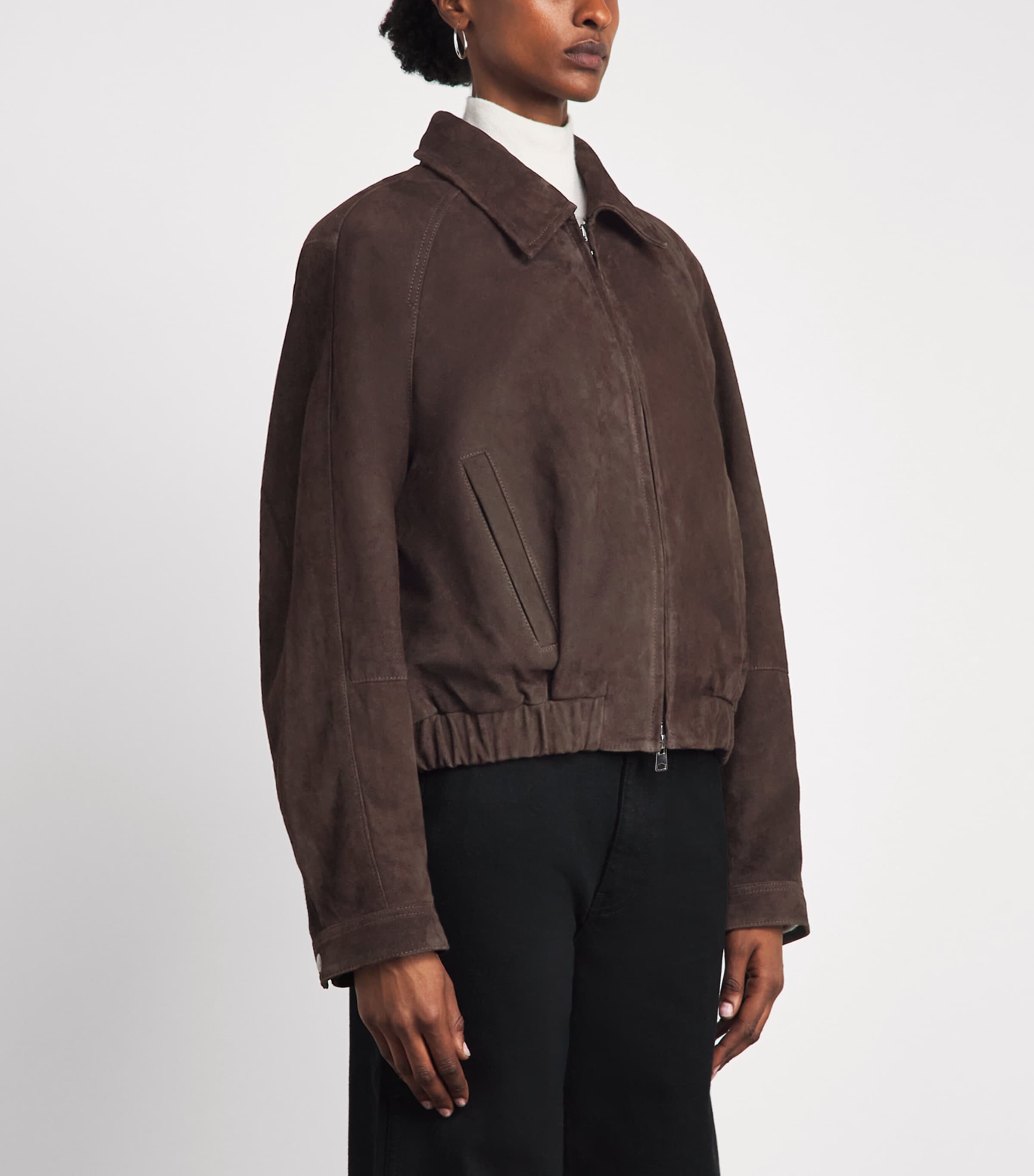 CHAROUX Womens Suede Mimi Cropped Jacket Choc Brown Image 4