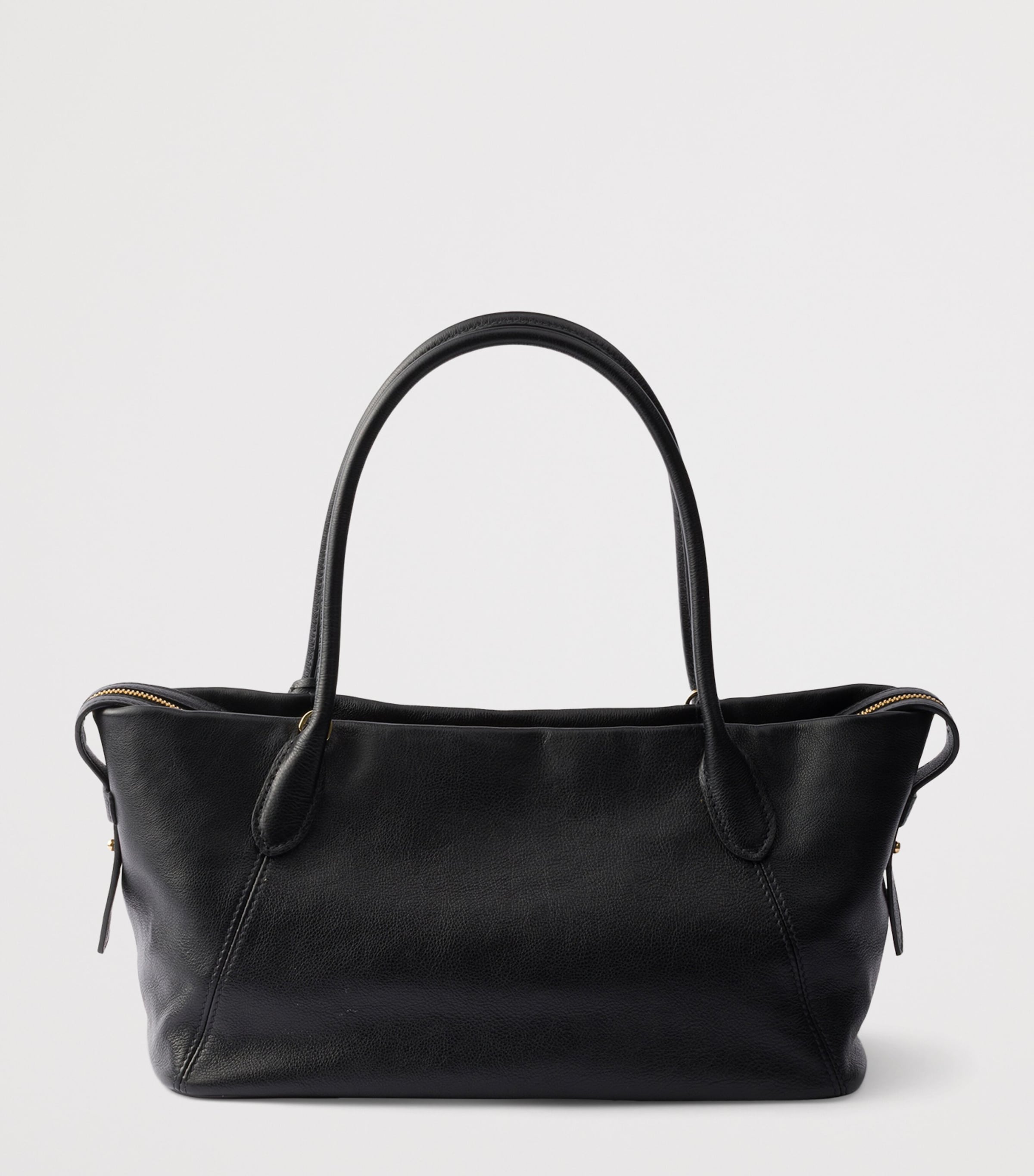 Prada Womens Large Leather Tote Bag Black Image 4