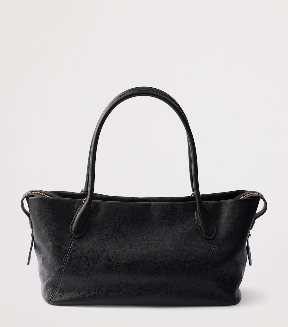 Prada Womens Large Leather Tote Bag Black Image 4